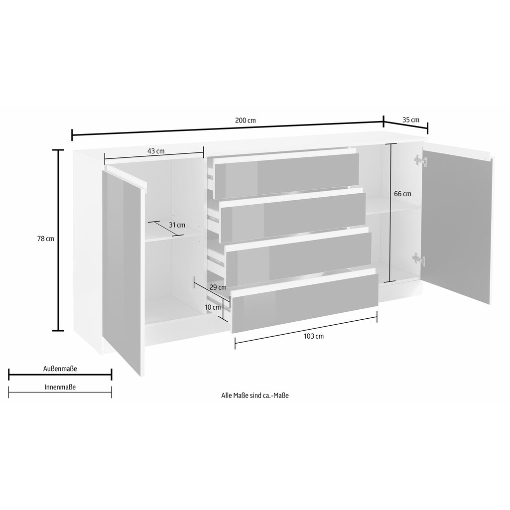 borchardt Möbel Kommode »Leo«, Breite 200 cm