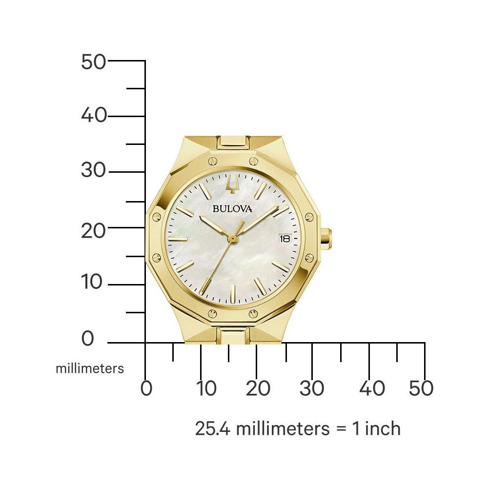 Bulova Quarzuhr, Armbanduhr, Damenuhr, Edelstahlarmband, analog, Tag