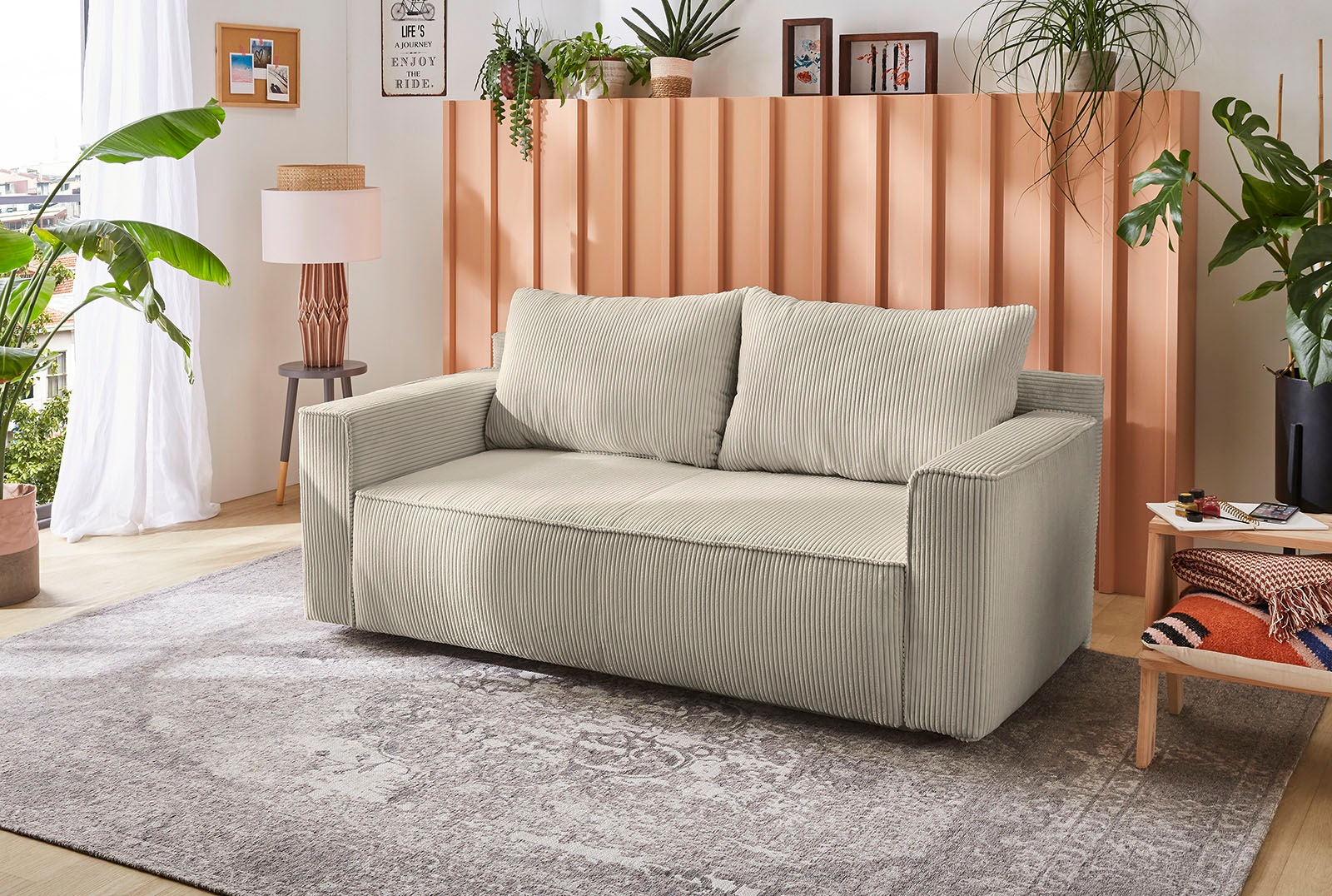 Jockenhöfer Gruppe Schlafsofa "Ron, B: 185 cm, Liegefl. 82x200 cm" mit Schlaffunktion & Bettkasten, Federkern