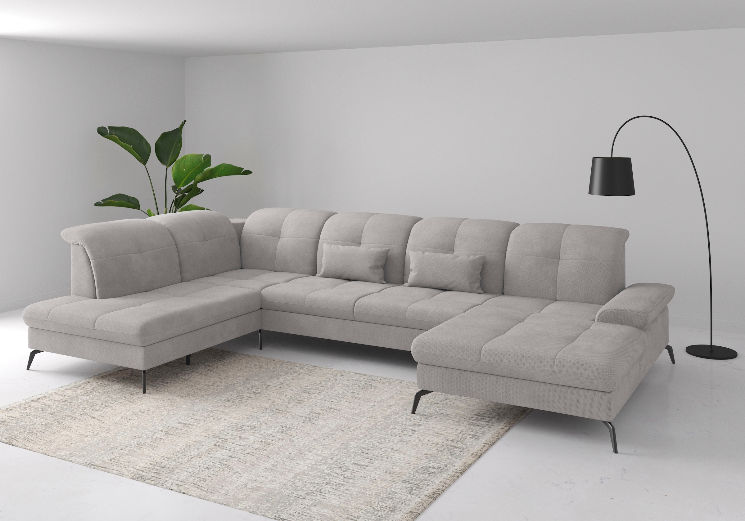 sit&more Wohnlandschaft "Amica, U-Form, inkl. Sitztiefenverstellung und Armteilverstellung" wahlweise mit Kopfteilverstellung, Schlaffunktion und Bettkasten
