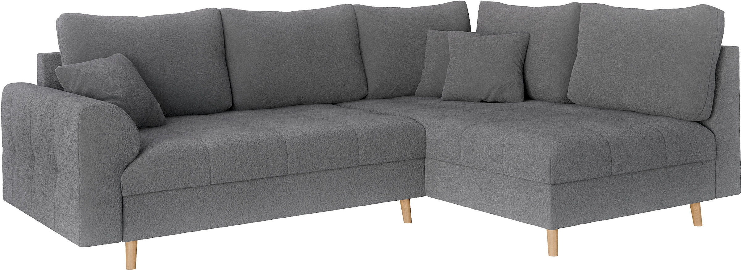 Home affaire Ecksofa »CHARRE L-Form mit Ottomane, Maße B/T/H: 231/161/81 cm«, feine Steppung, lose Rücken- und Zierkissen, auch in Cord und Bouclé