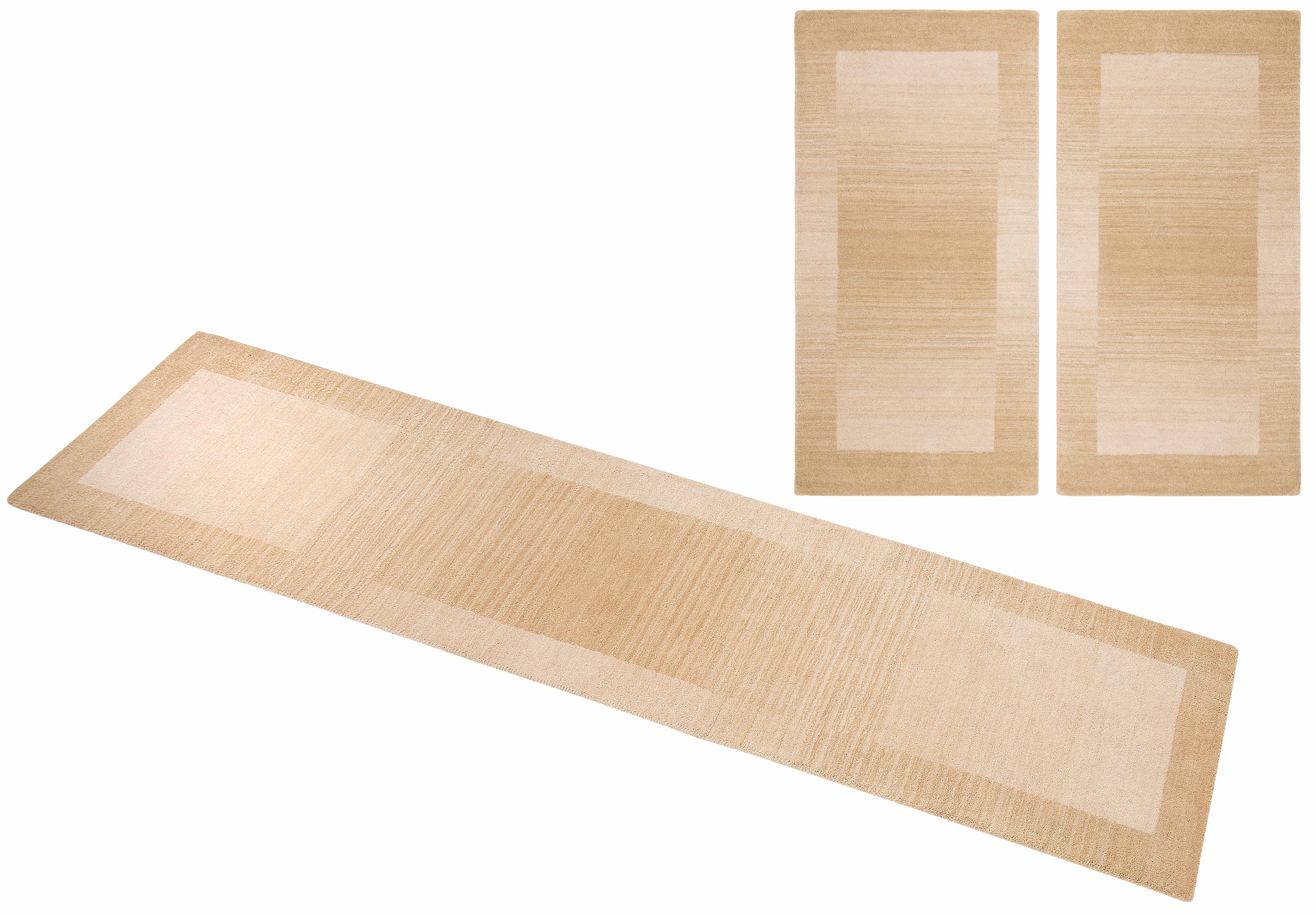 Bettumrandung THEKO, H:9mm, beige, Obermaterial: 100% Wolle, Schlafzimmer, Bettumrandungen, "Gabbeh Super, Handweb, Teppich, Bordüre, reine Wolle",