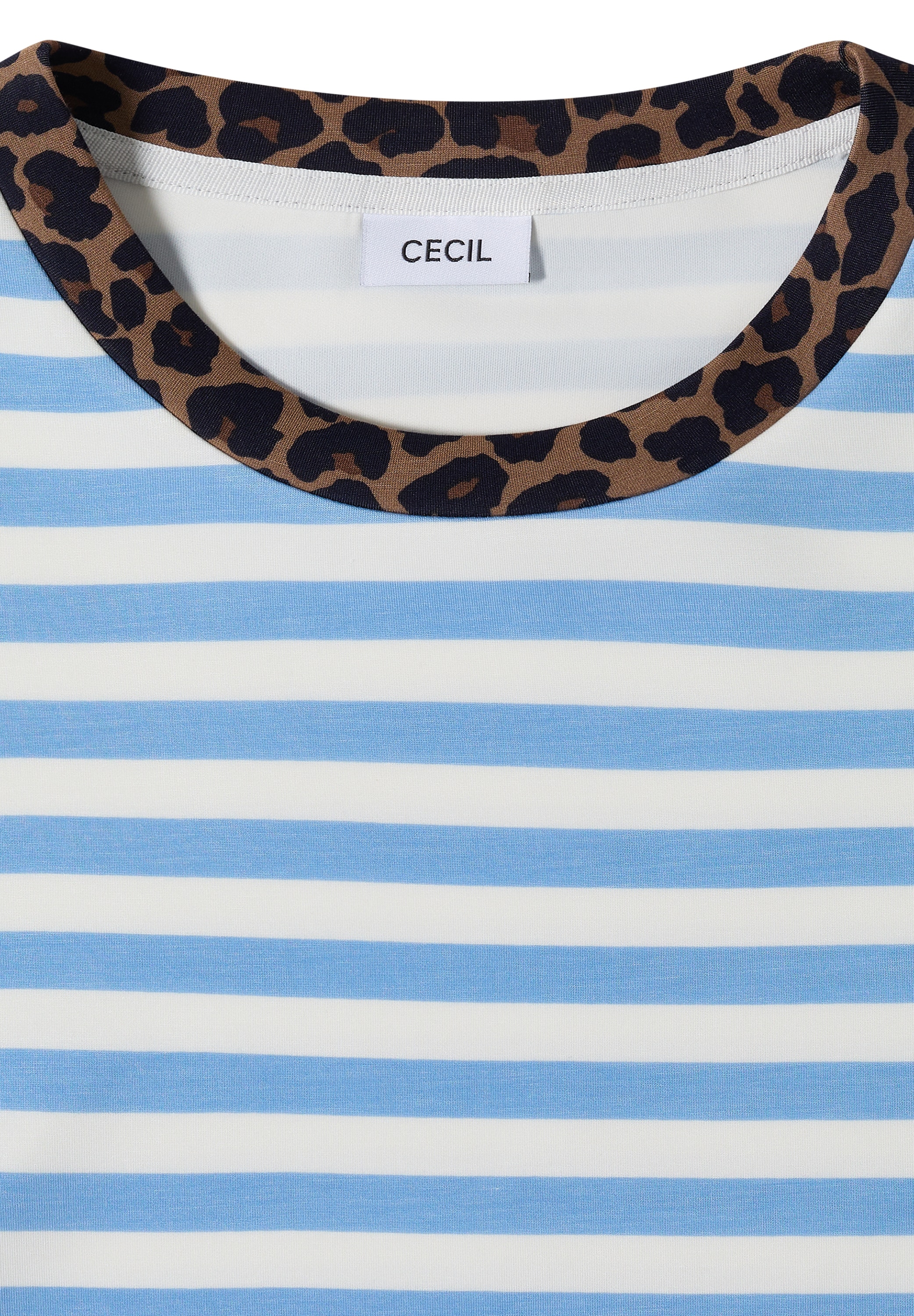 Cecil T-Shirt mit Animal-Print Details, Softer Viskosemix, Rundhals