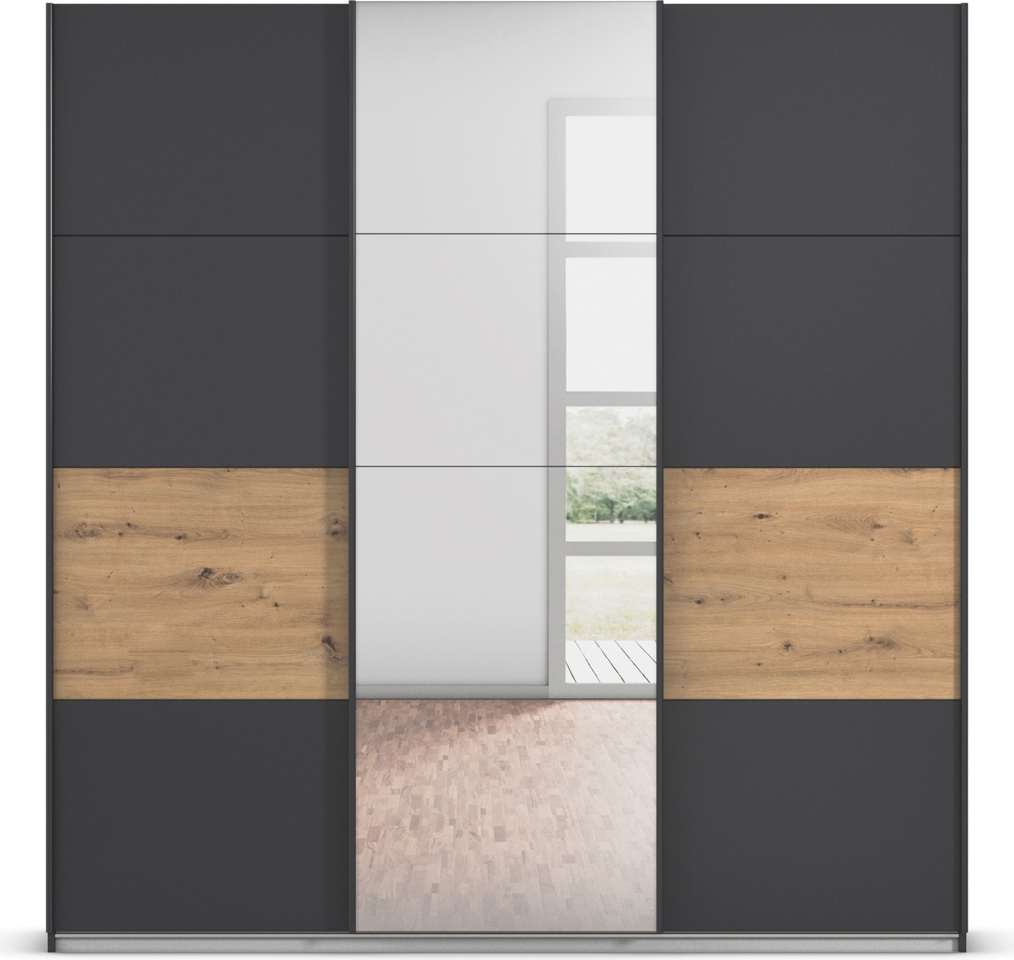 rauch Schwebetürenschrank »Schwebetürenschrank Kleiderschrank Schrank Garderobe CORTONA«, inkl. Inneneinteilung, 2 Stoffboxen und zusätzlichen Einlegeböden