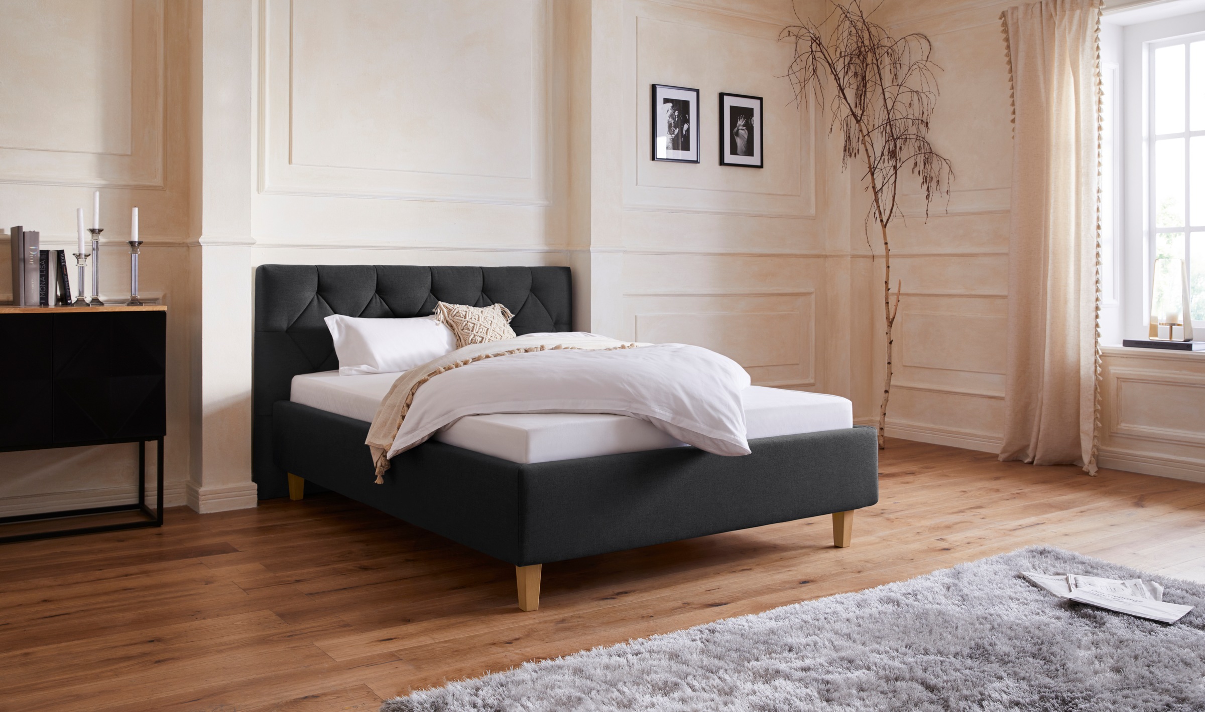 Home affaire Polsterbett "Sunley 100", Kreuzsteppung, Kopfteilhöhe 102 cm, günstig online kaufen