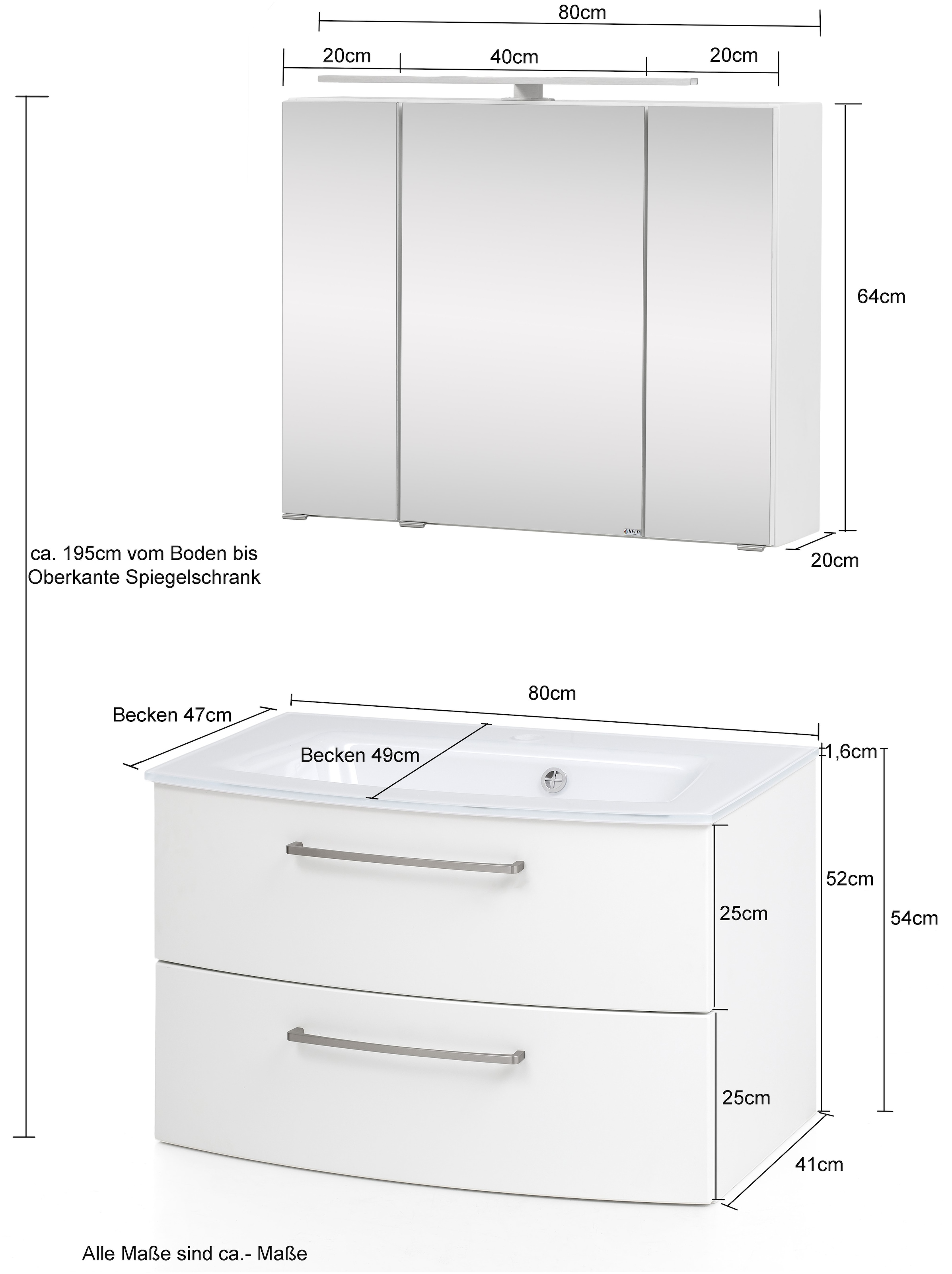 welltime Waschtisch-Set »Windau«, (Set, 2 St.), Breite 80 cm
