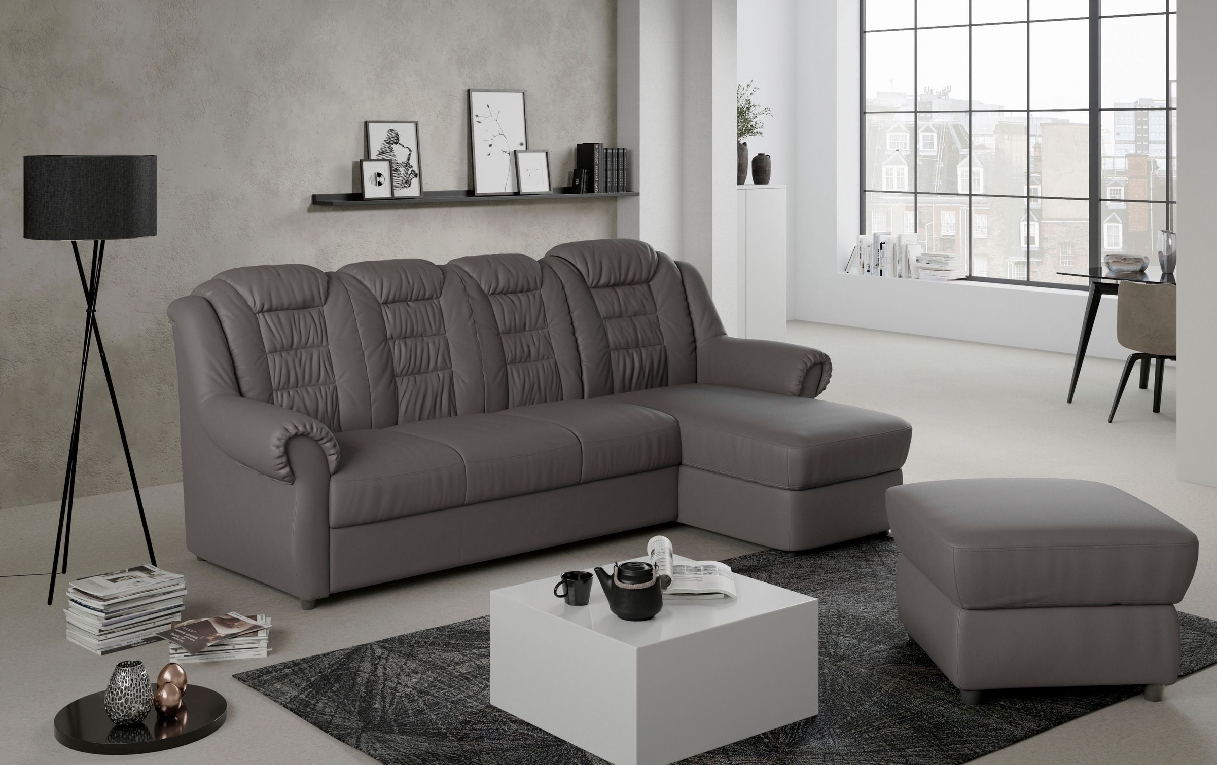 Home affaire Ecksofa "Boston L-Form", mit hoher Rückenlehne, wahlweise mit günstig online kaufen