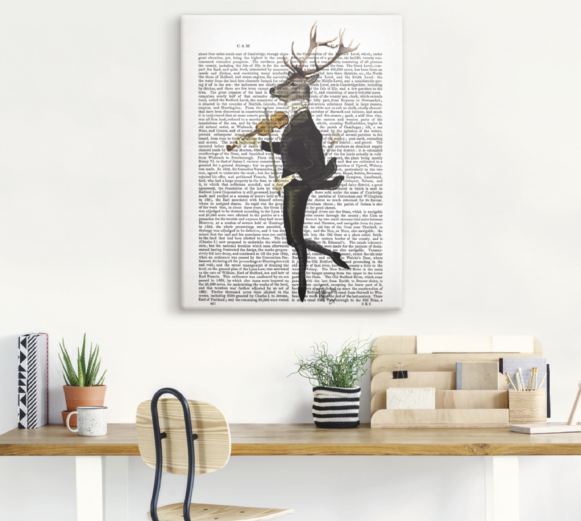 Artland Wandbild "Tanzender Hirsch mit Violine" Humor 1 Stk. tlg. als Leinw günstig online kaufen