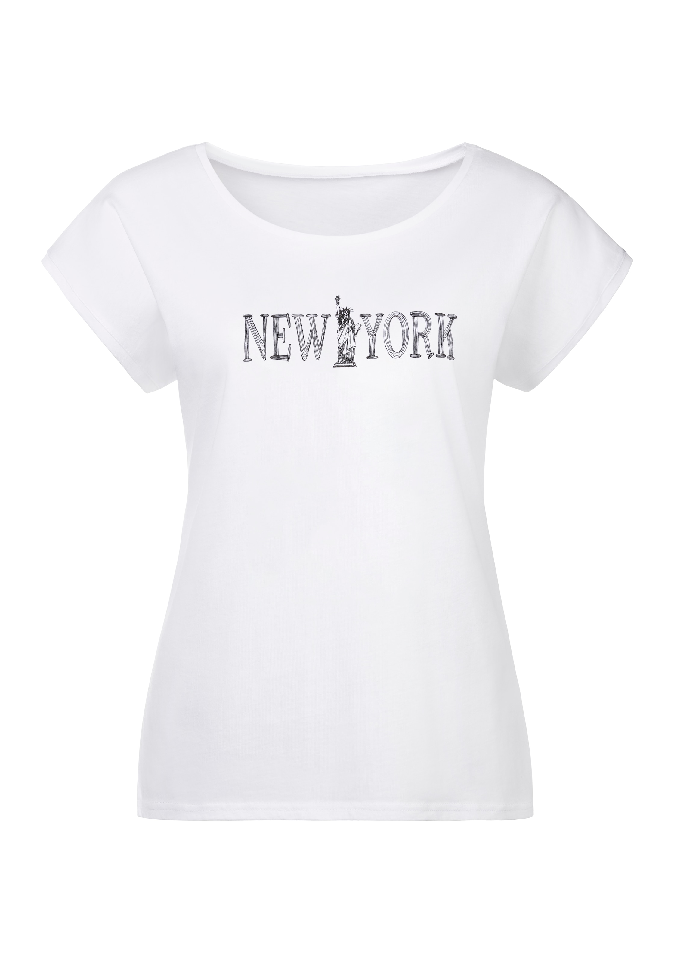 Vivance T-Shirt, (2er-Pack), mit modischem Druck vorn