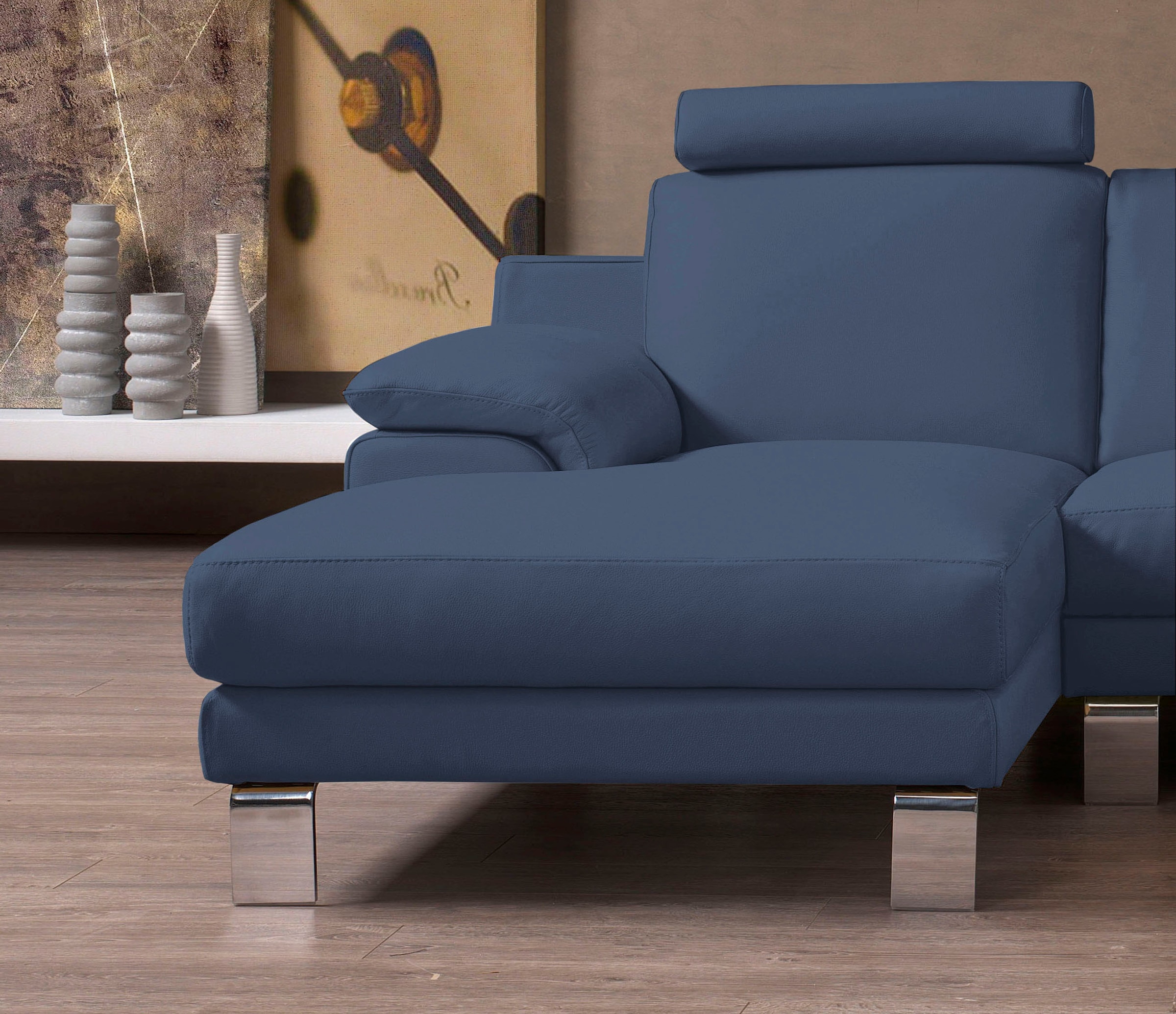 Egoitaliano Ecksofa »Shakira, Design und super Sitzkomfort auf hohem Niveau, tolle Details«, mit Recamiere, L-Form, edle Füße