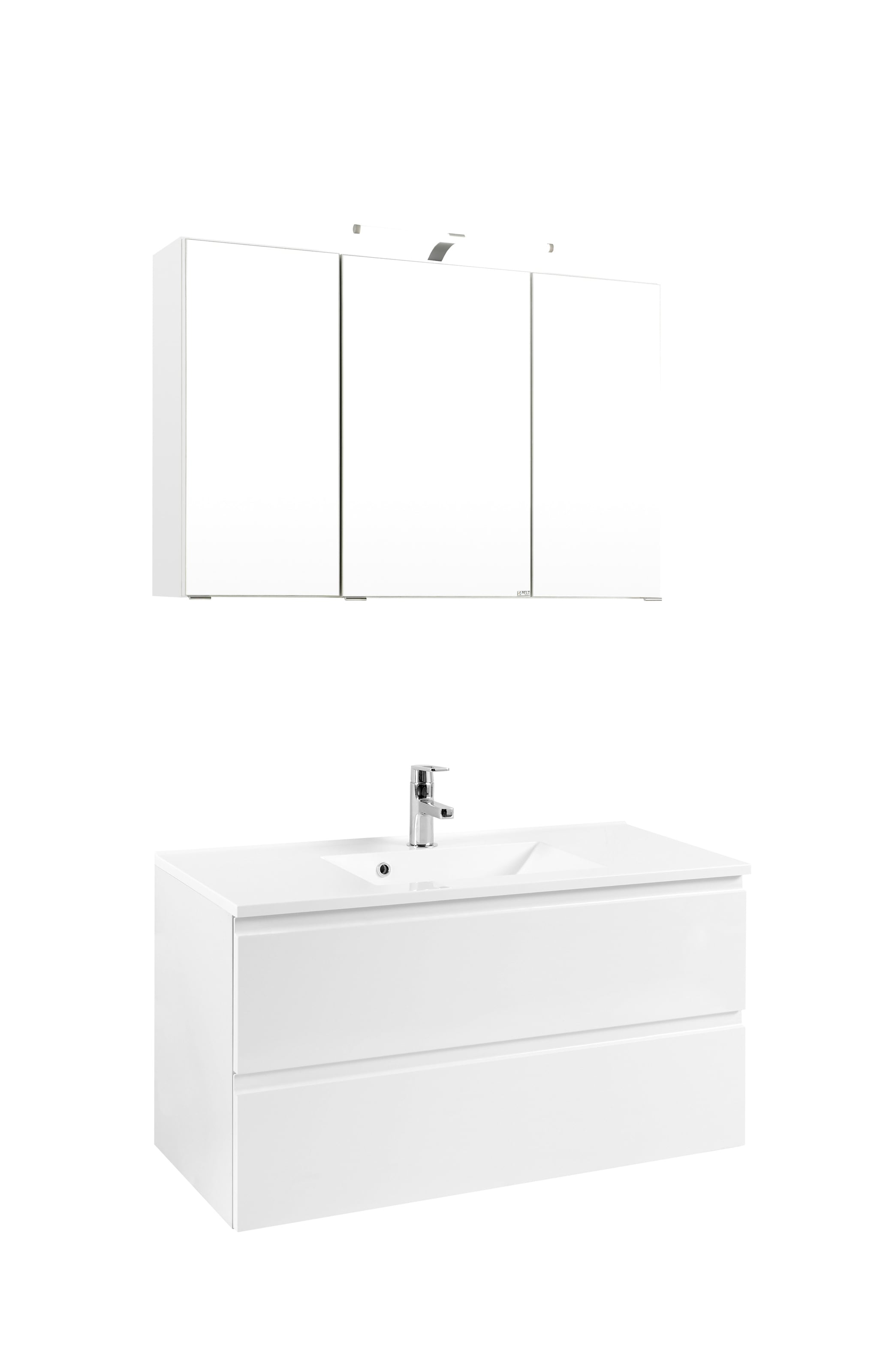 welltime Badmöbel-Set "Cardiff" 2 Stk. tlg. griffloses Design, Breite 100 c günstig online kaufen
