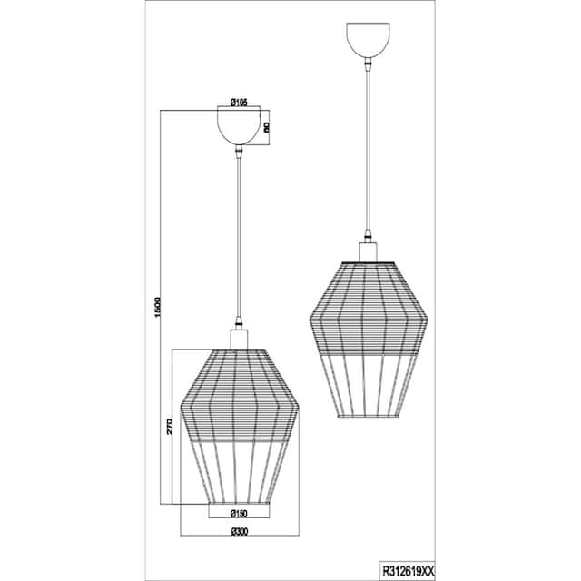 TRIO Leuchten Pendelleuchte »Borka«, 1 flammig-flammig, Boho Hängelampe aus Rattan  1-flammig exkl E27 max 40W höhenverstellbar | BAUR