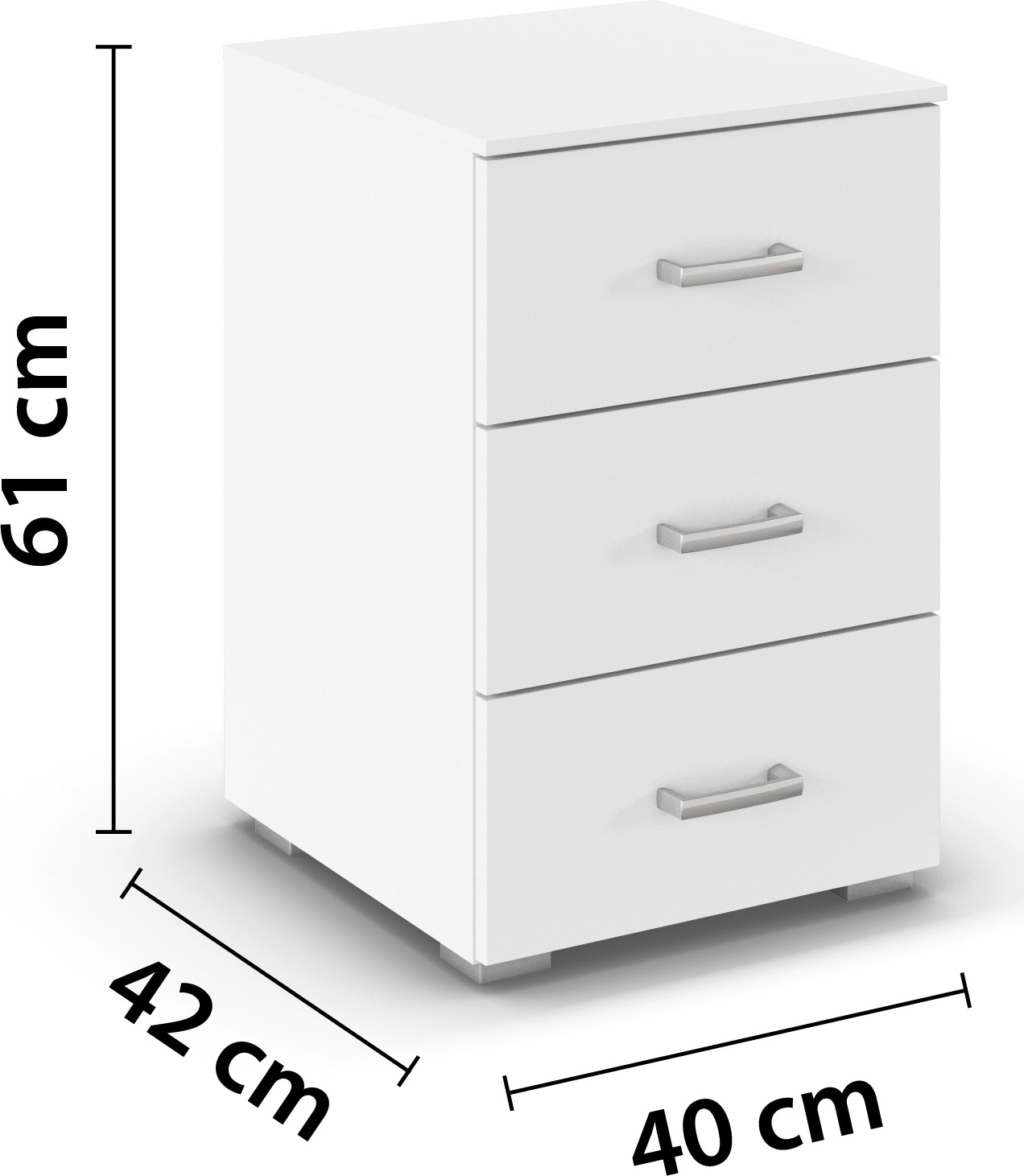 rauch Nachtkommode »Gamma« Breite 40 cm / Höhe 61 cm, verschiedene Griffvarianten/-Farben,  mit 3 geräumigen Schubladen MADE IN GERMANY
