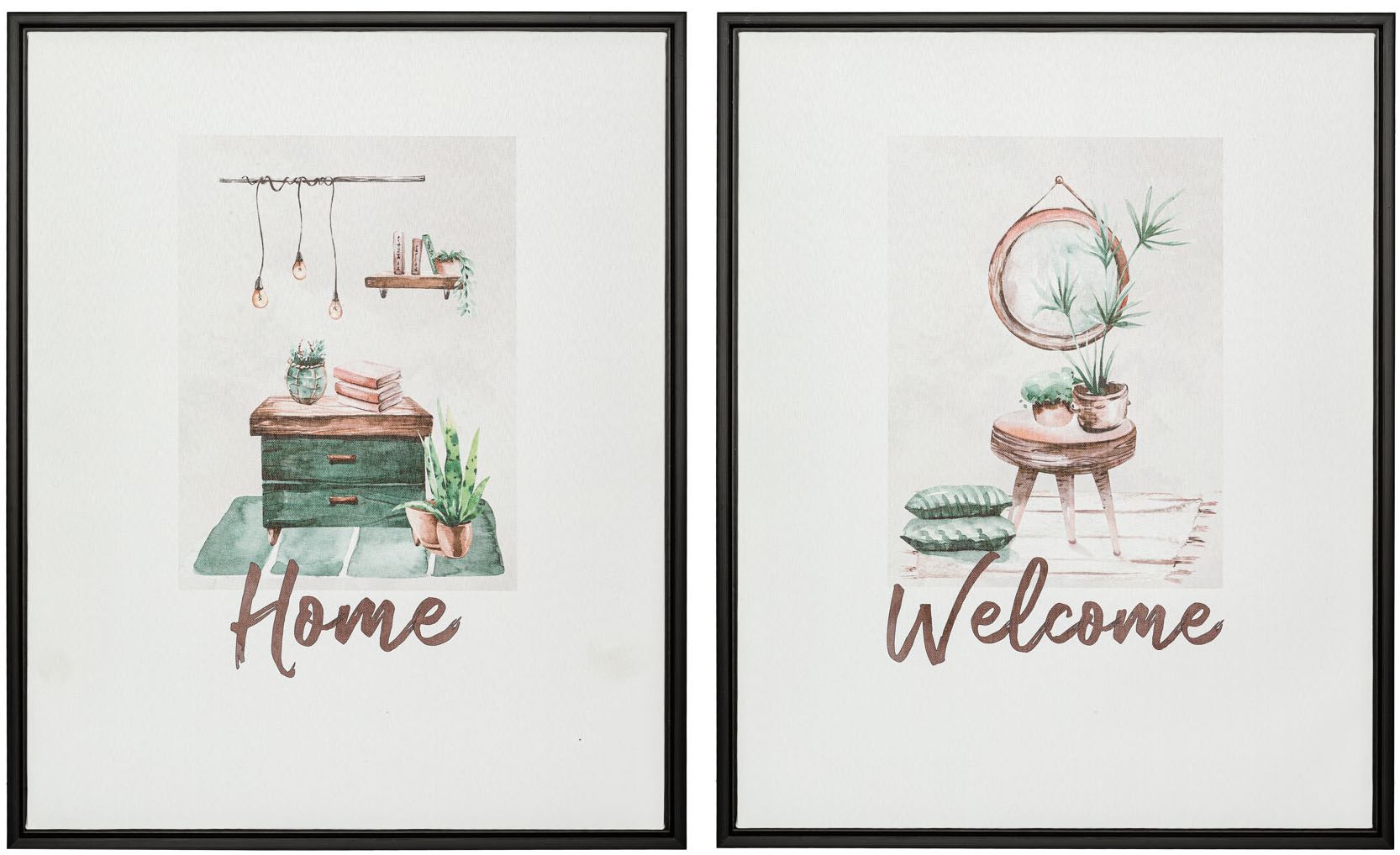 Creativ home Bild mit Rahmen "Deko-Bild Home & Welcome" 2 Stk. tlg. günstig online kaufen