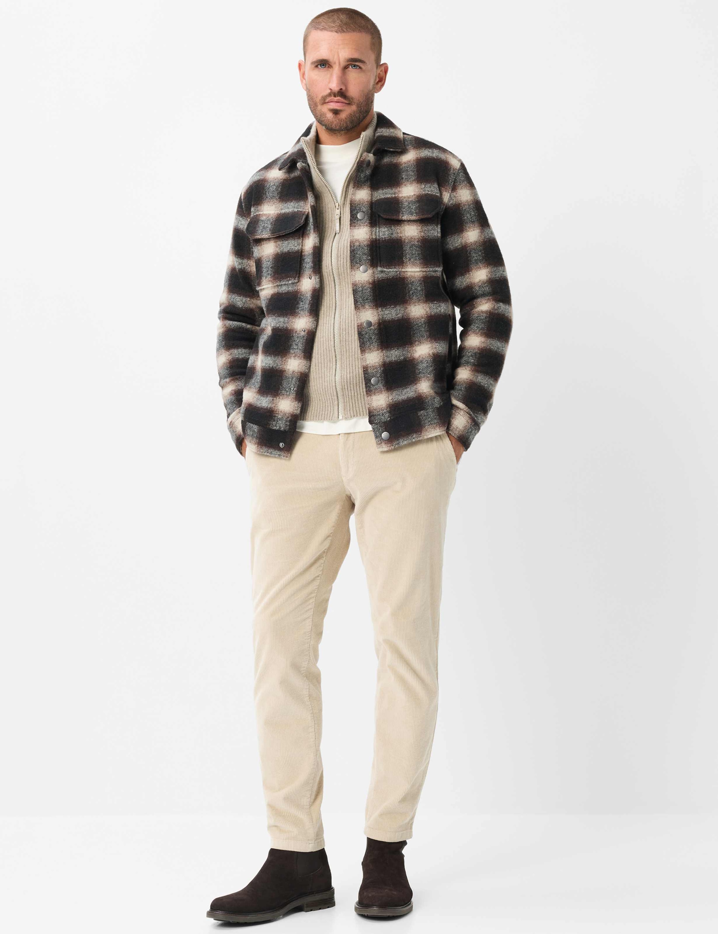 Brax Sweatjacke »Style SANTIAGO« Flanell: Kariertes Overshirt im Wollmix