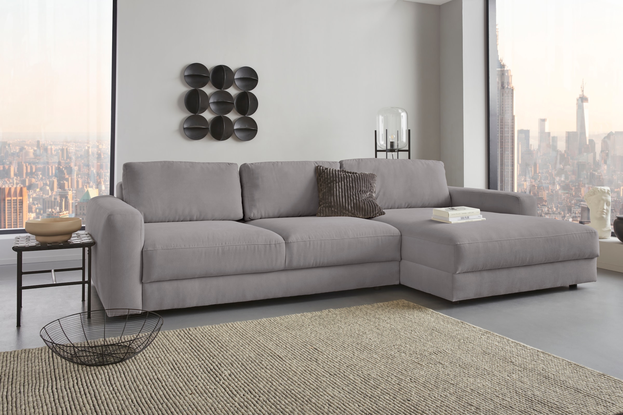 Places of Style Ecksofa »Bloomfield, L-Form«, extra tiefe Sitzfläche, wahlweise mit Sitztiefenverstellung