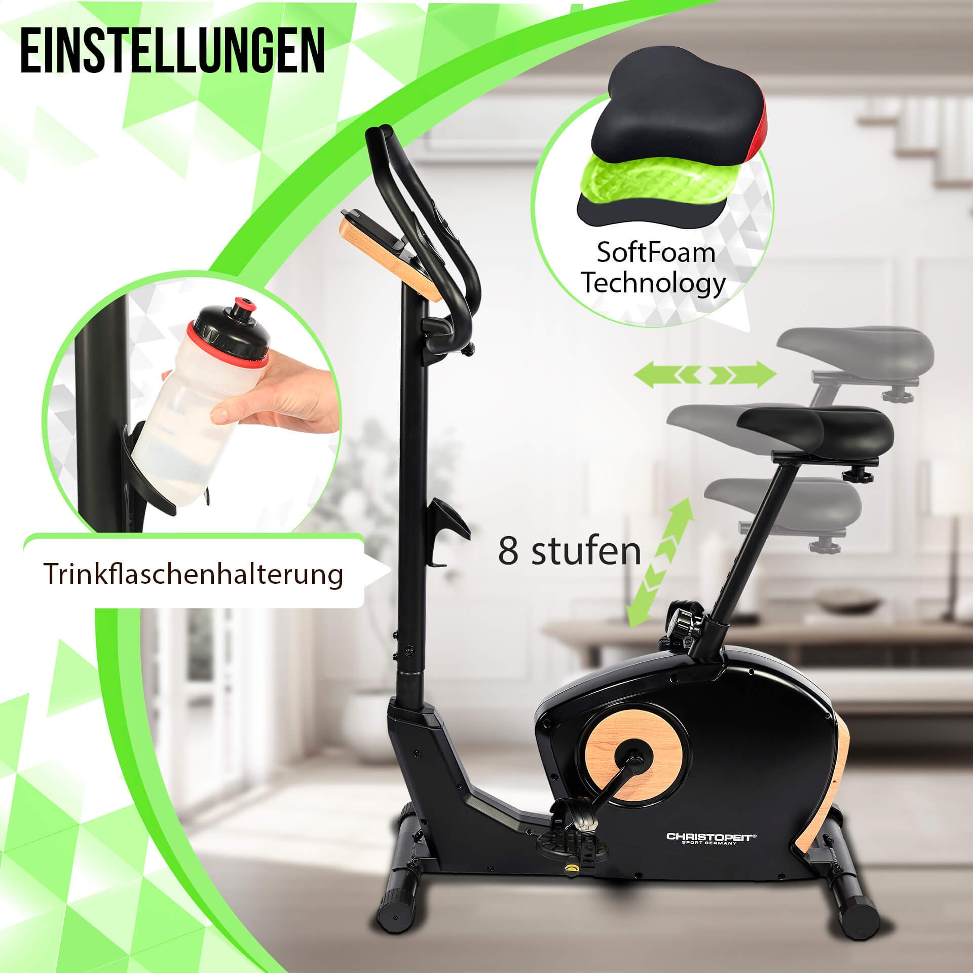 Christopeit Sport® Ergometer »ET 3.1«, (Kinomap kompatibel), Schwungmasse ca. 7 kg, 32 Widerstandsstufen