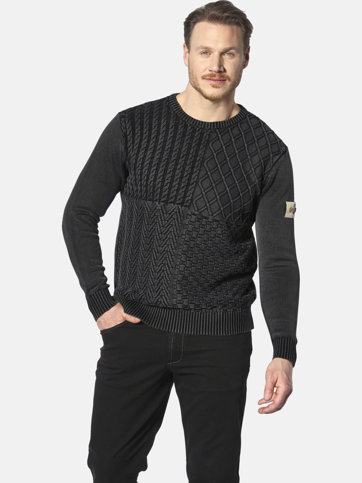 Jan Vanderstorm Strickpullover "Pullover RABBE", mit elastischem Saumbund