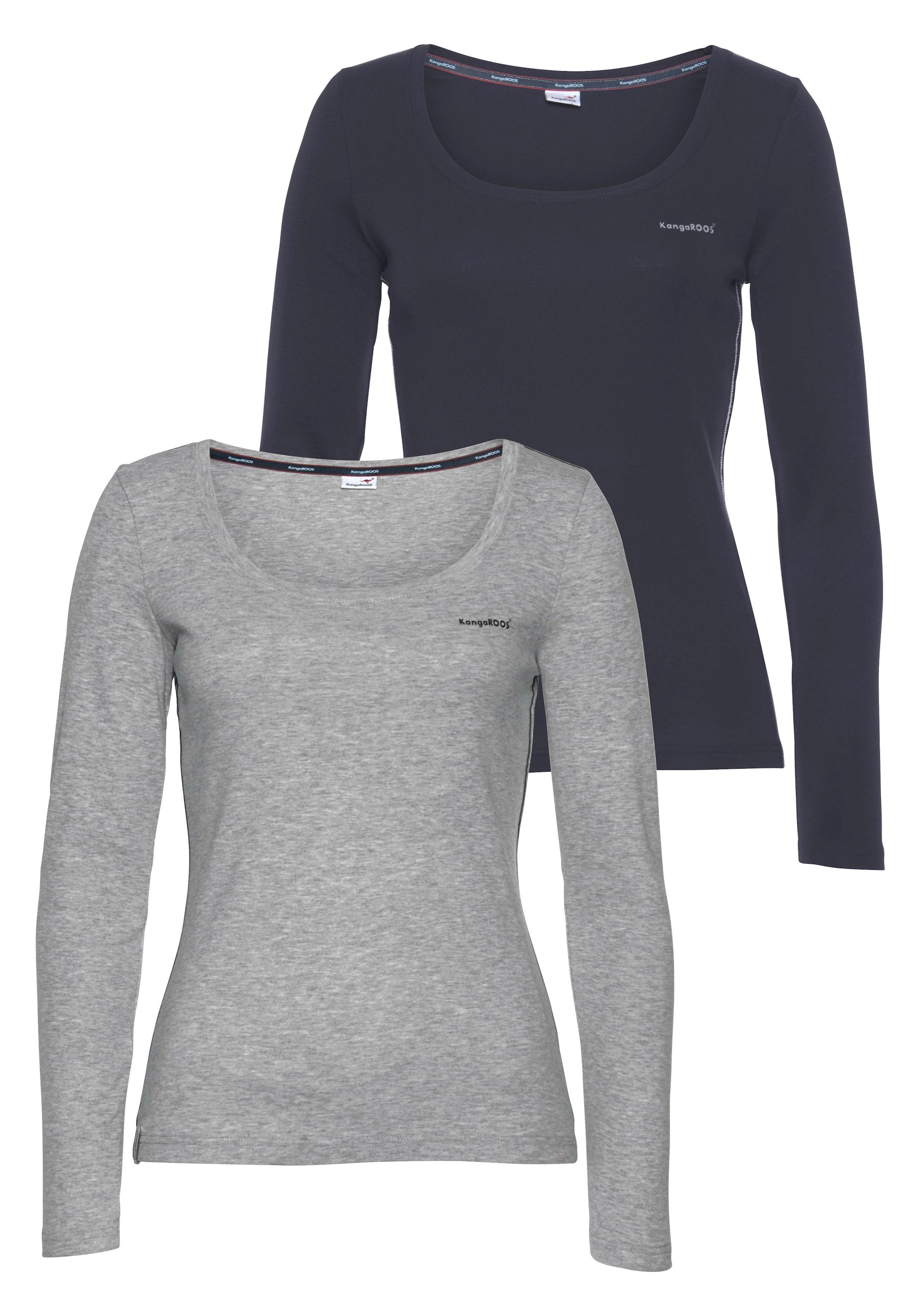 KangaROOS Langarmshirt 2er-Pack, Langarm, unifarben oder meliert, Rundhalsa günstig online kaufen