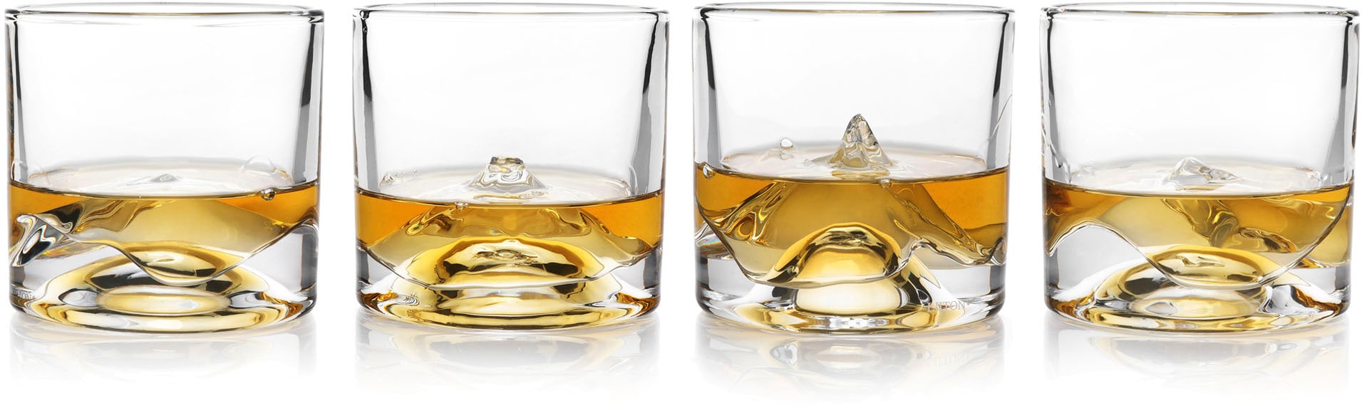 Whiskyglas »The Peaks«, (Set, 4 tlg.), dicker Glasboden als Bergmotiv, 4-teilig
