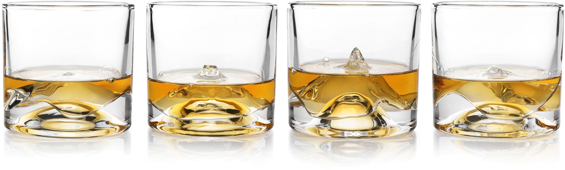 LIITON Whiskyglas "The Peaks", (Set, 4 tlg.), dicker Glasboden als Bergmotiv, 4-teilig