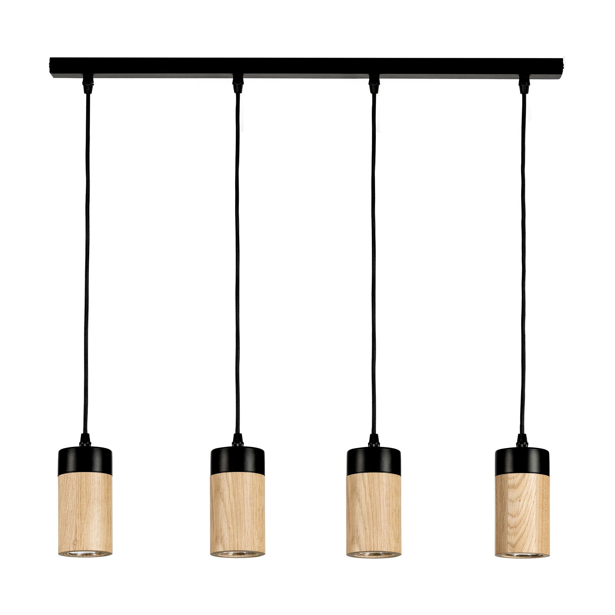 BRITOP LIGHTING Pendelleuchte »ANNICK«, 4 flammig, Leuchtmittel GU10 | LED wechselbar, Hängeleuchte, Aus edlem Eichenholz und Metall, LED-Leuchtmittel inkl.
