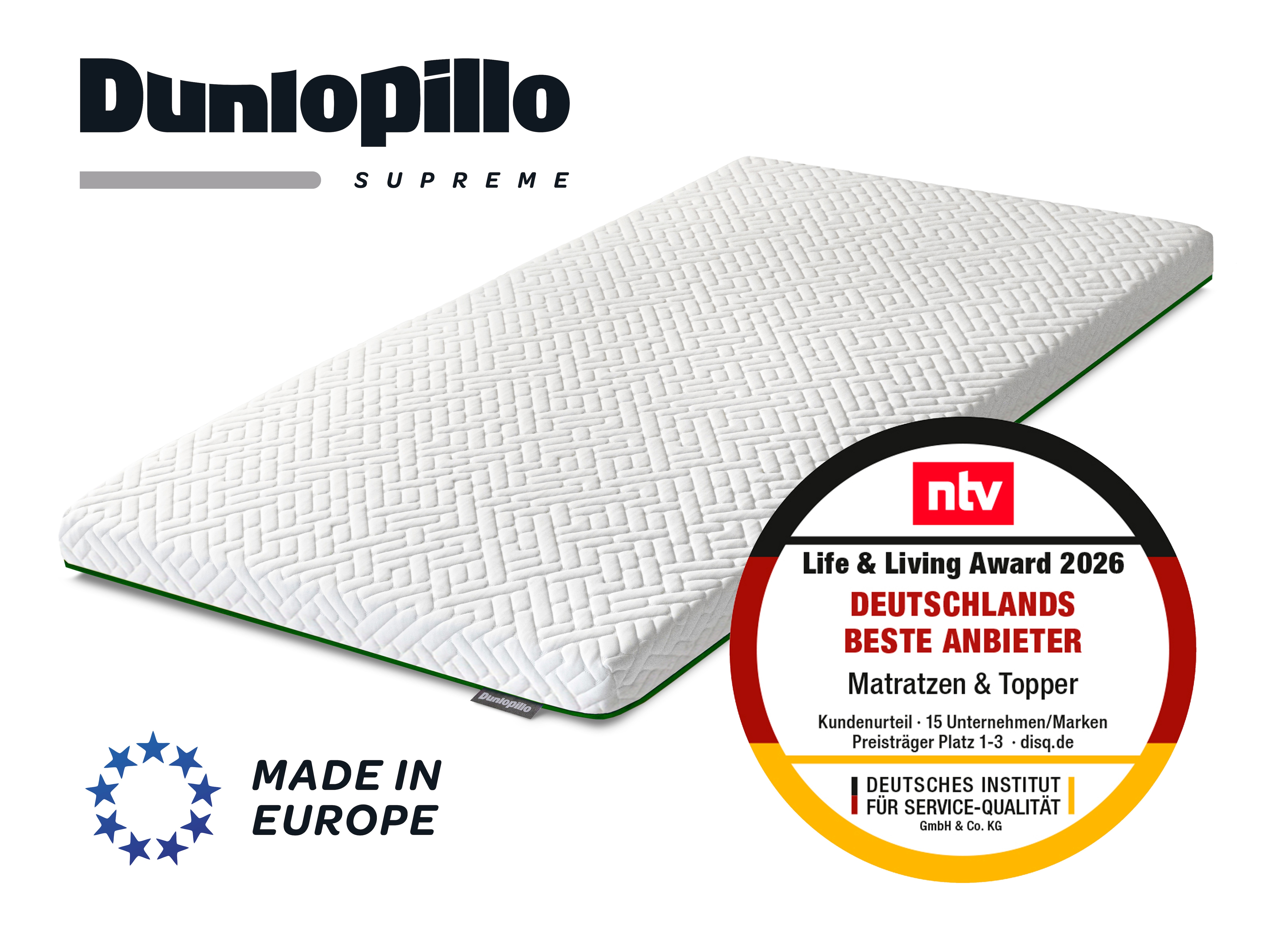 Dunlopillo "Supreme, Premium Kaltschaumtopper, 90x200 & 140x200 cm" Ideal für Personen mit Neigung zu nächtlichem Schwitzen
