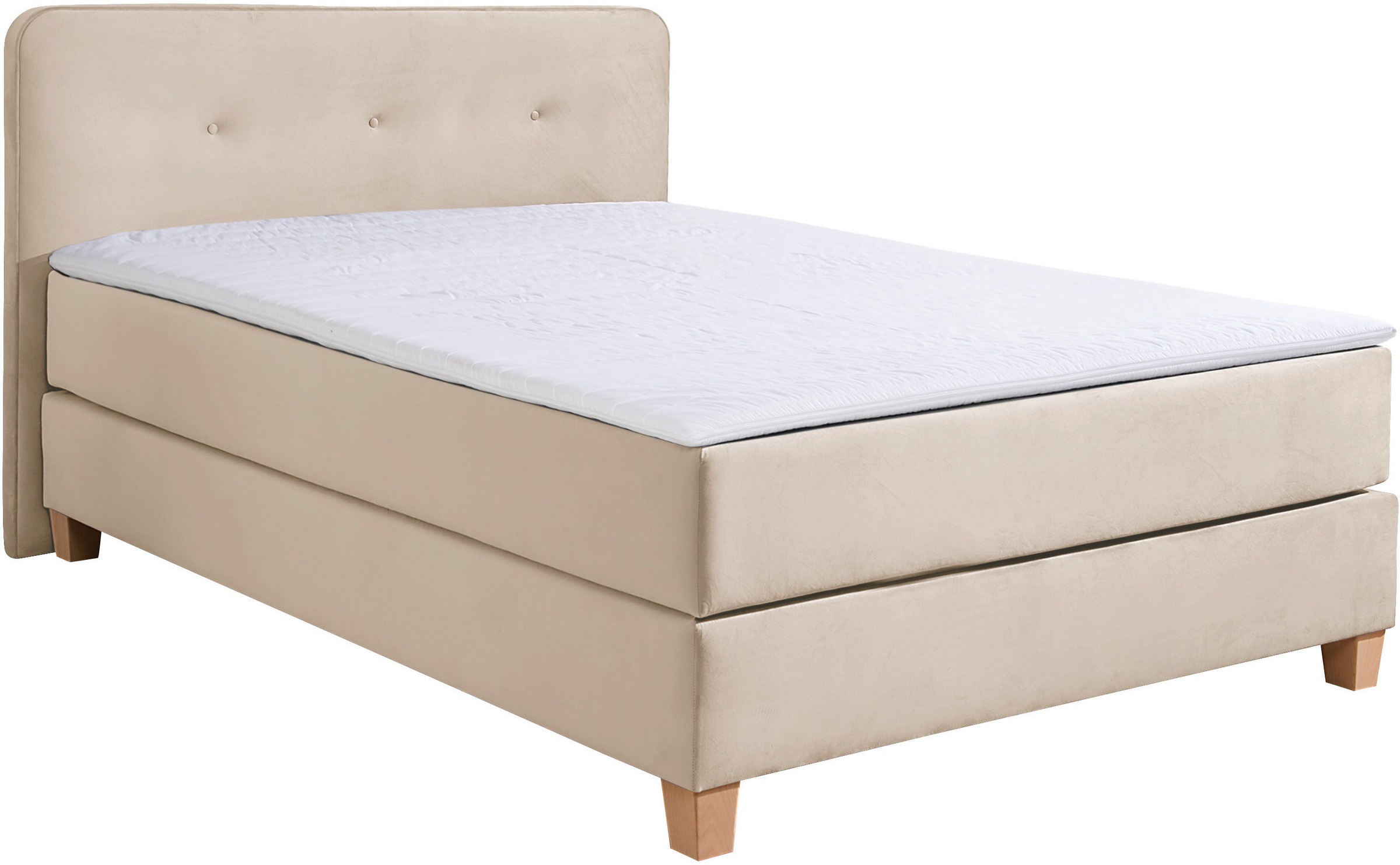 Home affaire Boxspringbett »Fargo«, inkl. Topper, in 3 Matratzenarten, in Samt- oder Strukturstoff
