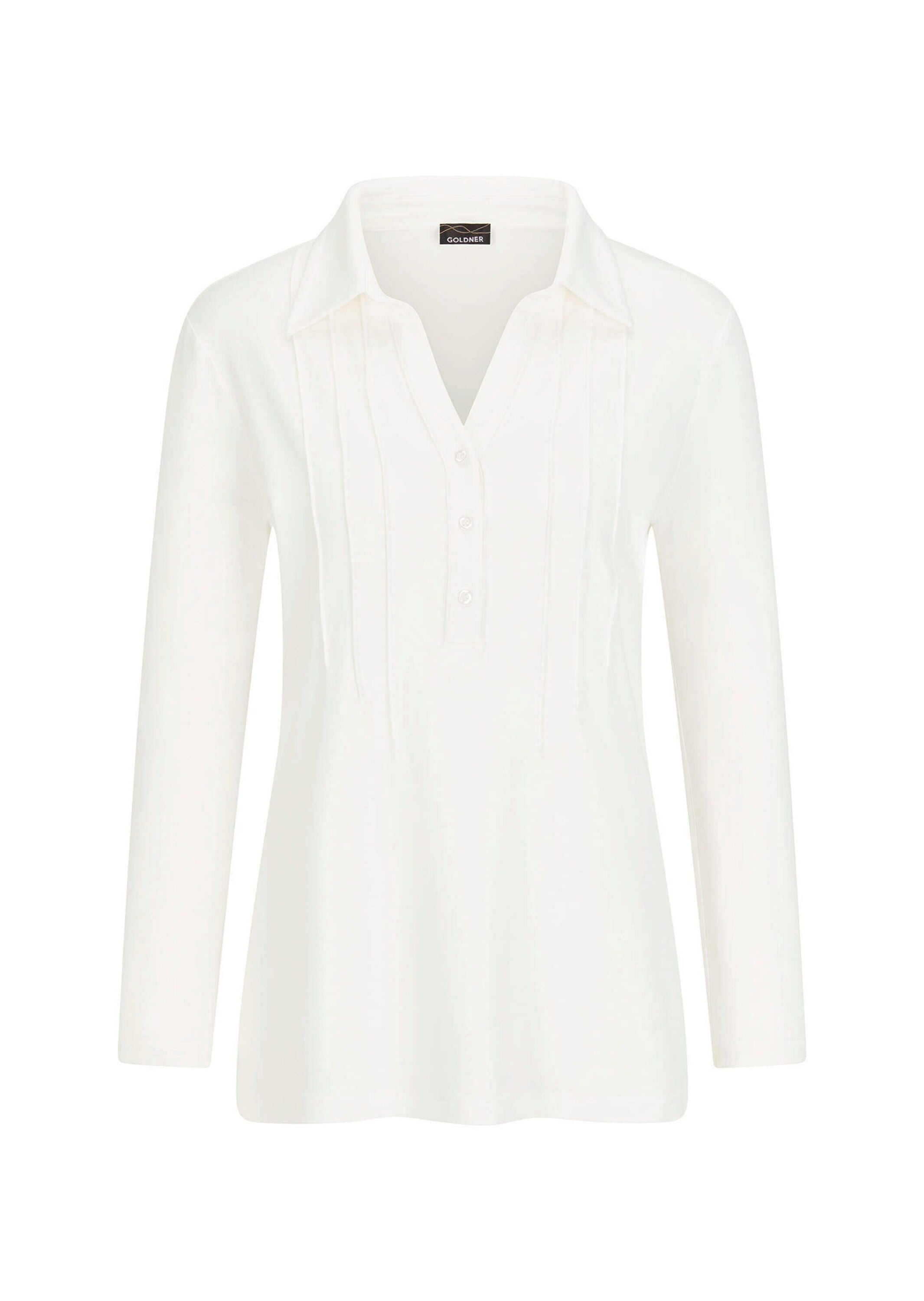 GOLDNER "Halbarm Blusenshirt mit Hemdkragen" Biesen