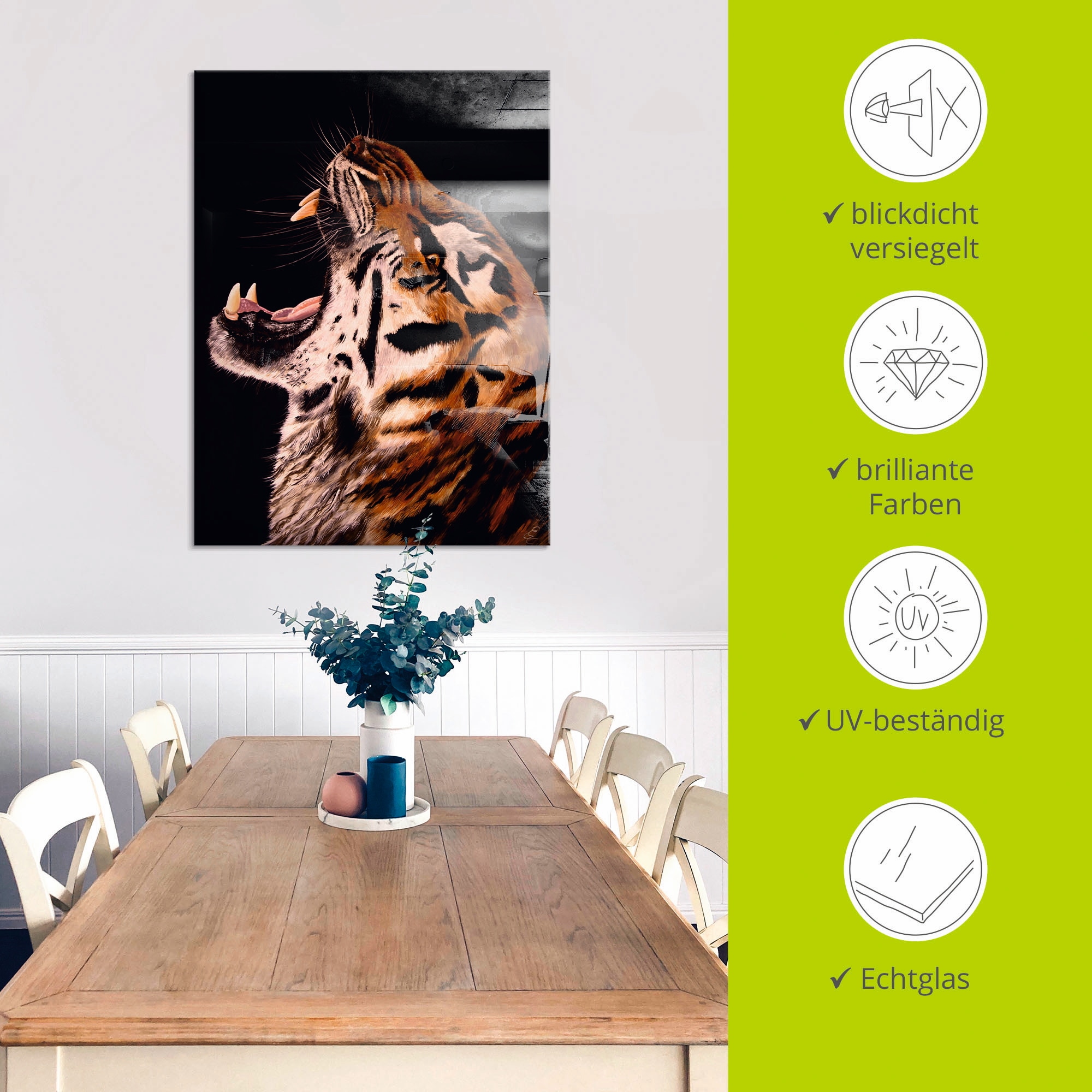 Artland Glasbild »Tiger«, Wildtiere, (1 St.), in verschiedenen Größen