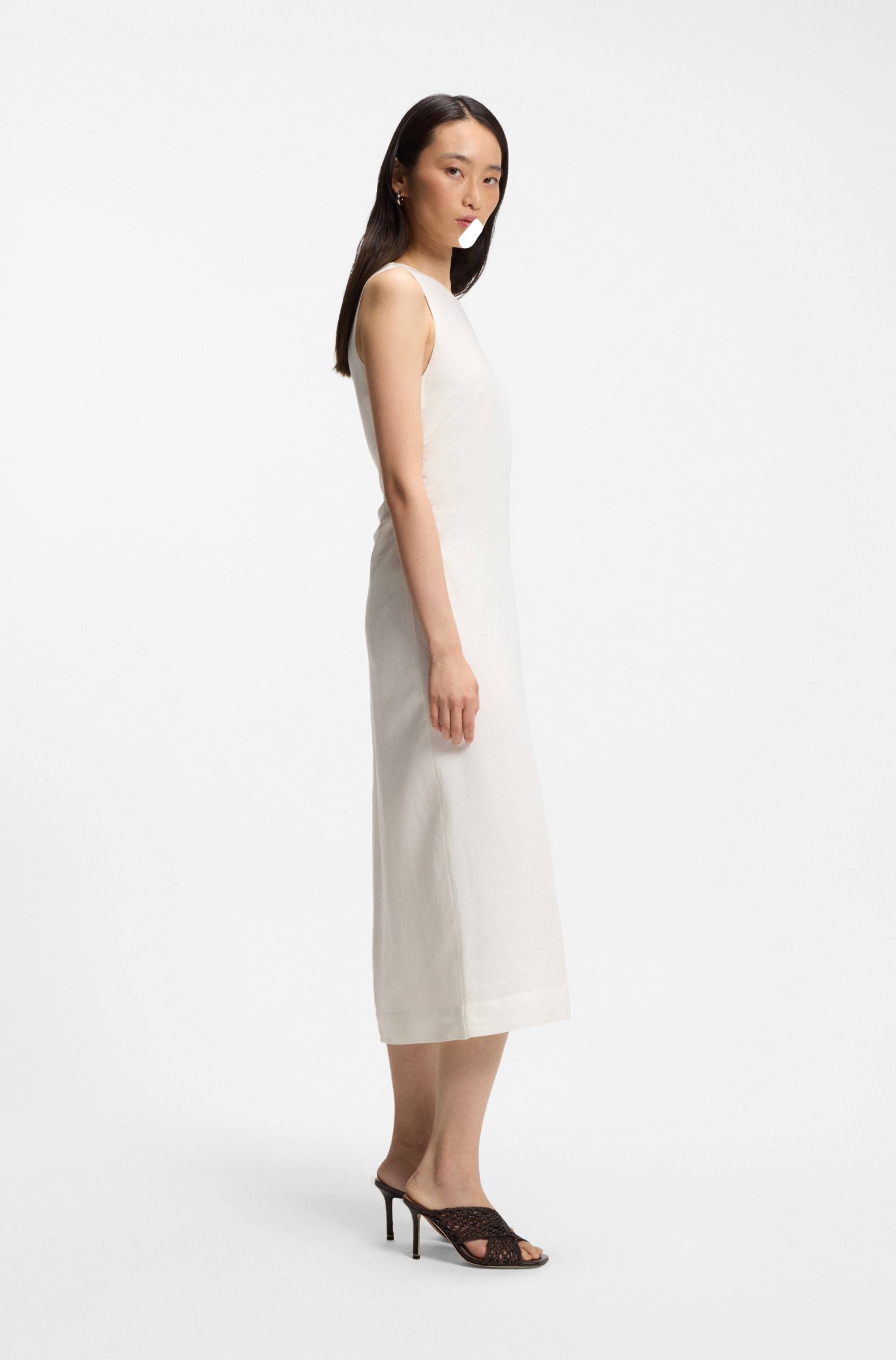 BOSS ORANGE Sommerkleid »Delinna Premium Damenmode« aus softem Leinen-Mix