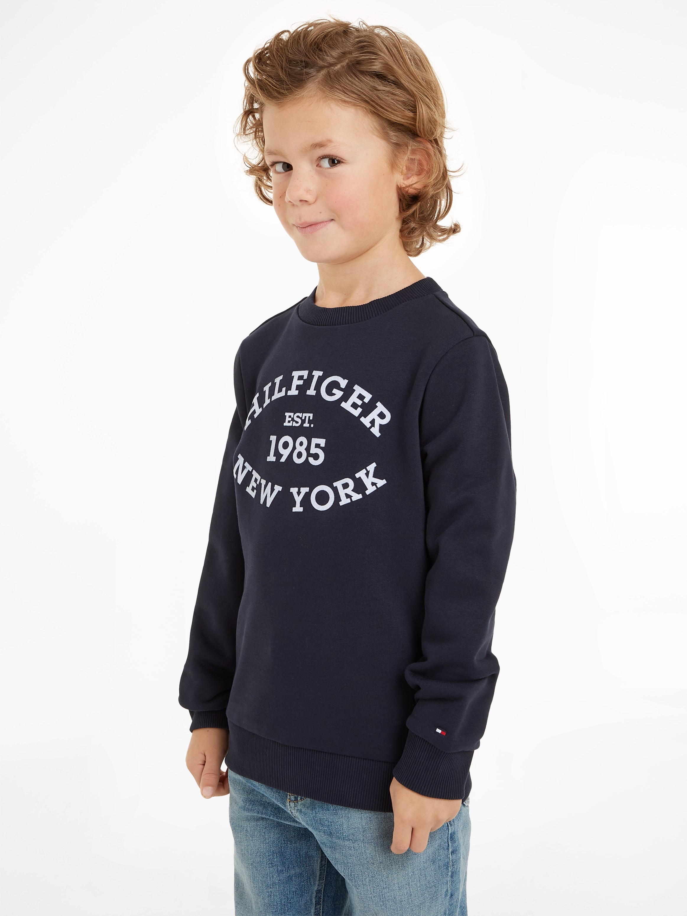 Tommy Hilfiger Sweatshirt »MONOTYPE FLOCK REG SWEATSHIRT«, mit Frontprint; Rundhals, Langarm