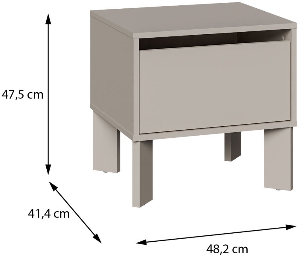 FORTE Nachtkommode »Tahoe Nachtkommode, grifflos, Schubkasten« B/H/T 48,2/47,5/41,4 cm