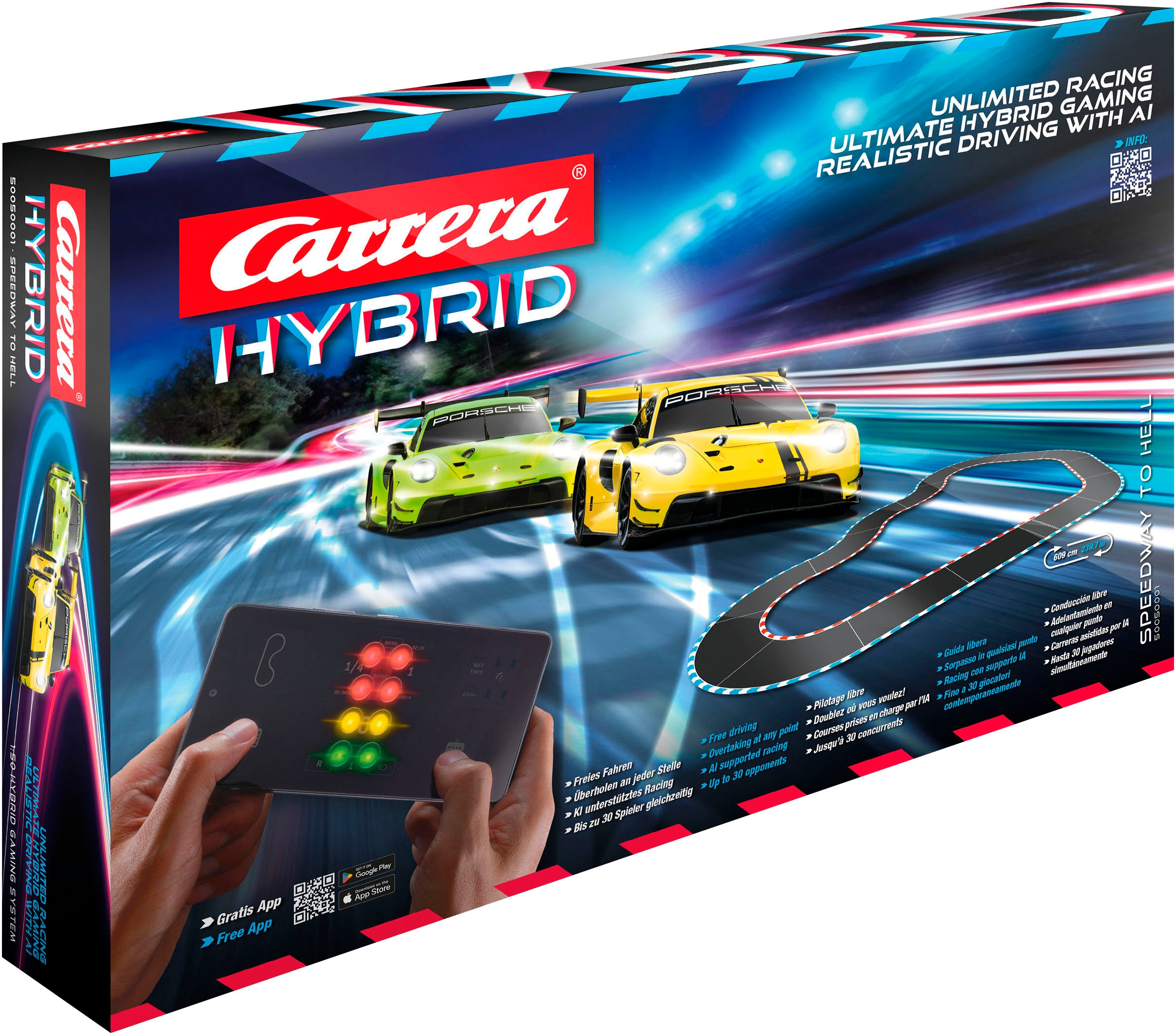 Carrera® Autorennbahn »Carrera Hybrid, Speedway to Hell«, mit APP Steuerung