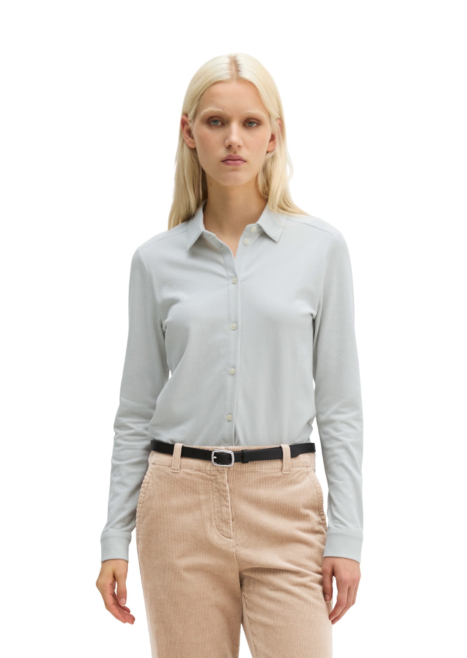 Marc OPolo Langarm-Poloshirt "aus gebrushtem Single Jersey"