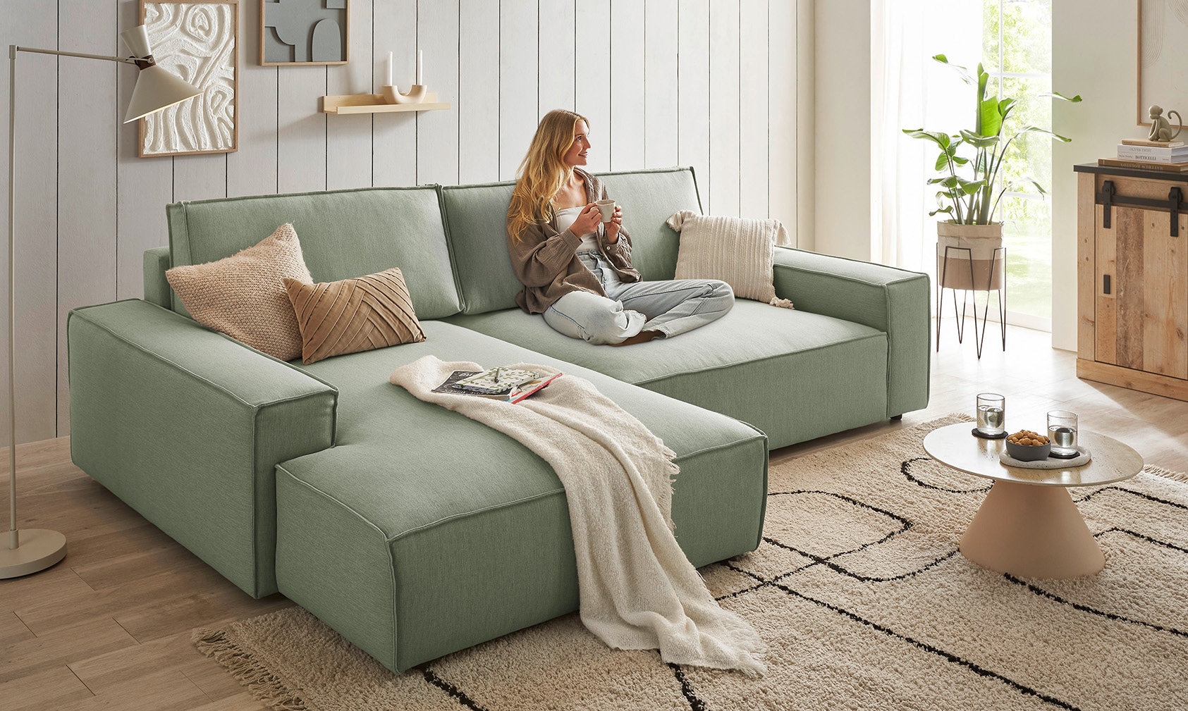Home affaire Ecksofa "NEU: SHERWOOD XXL 284, Big-Sofa L-Form, tiefe Sitzflä günstig online kaufen