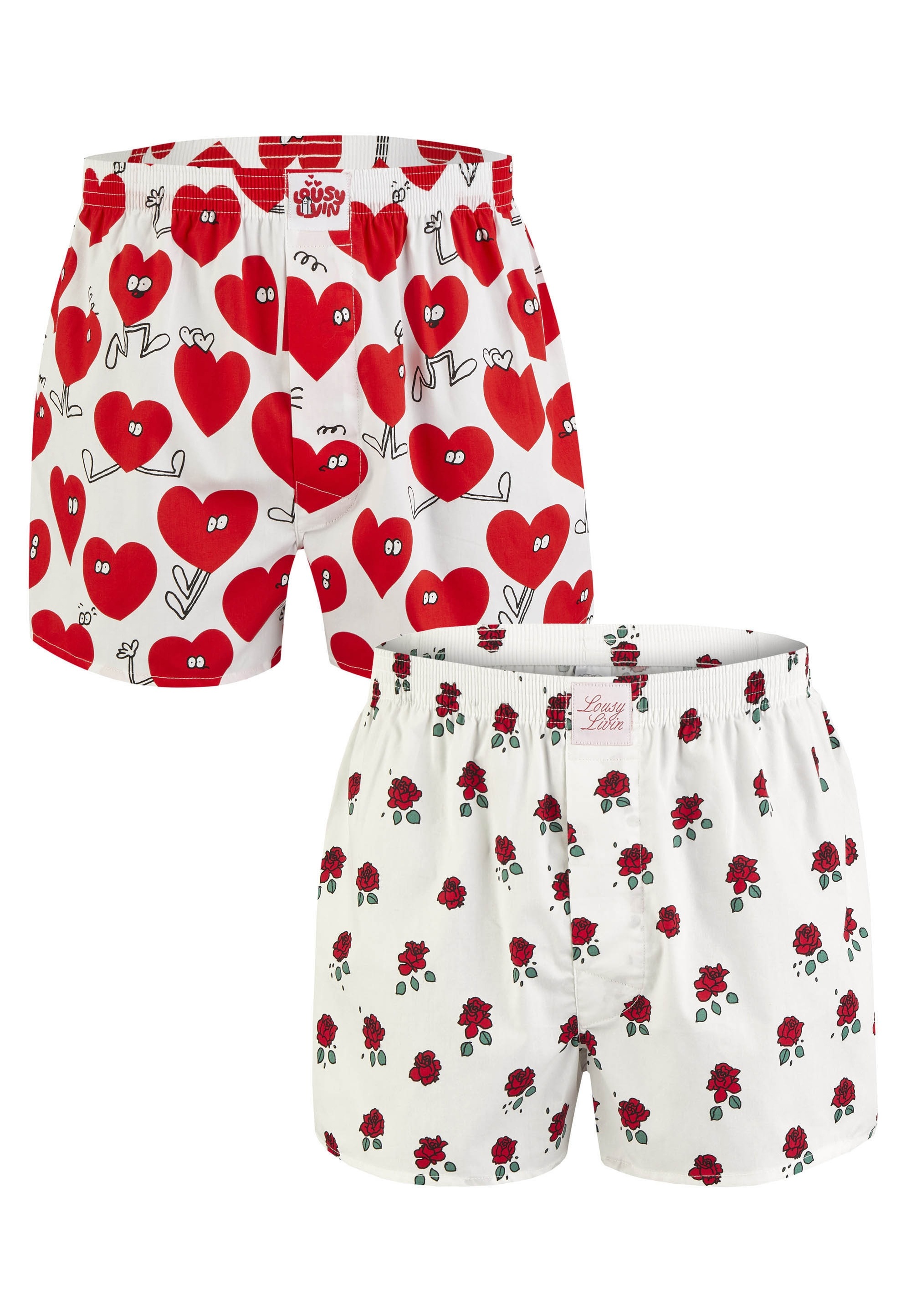 Lousy Livin Boxershorts »Rose & Valentines« im praktischen 2er-Pack