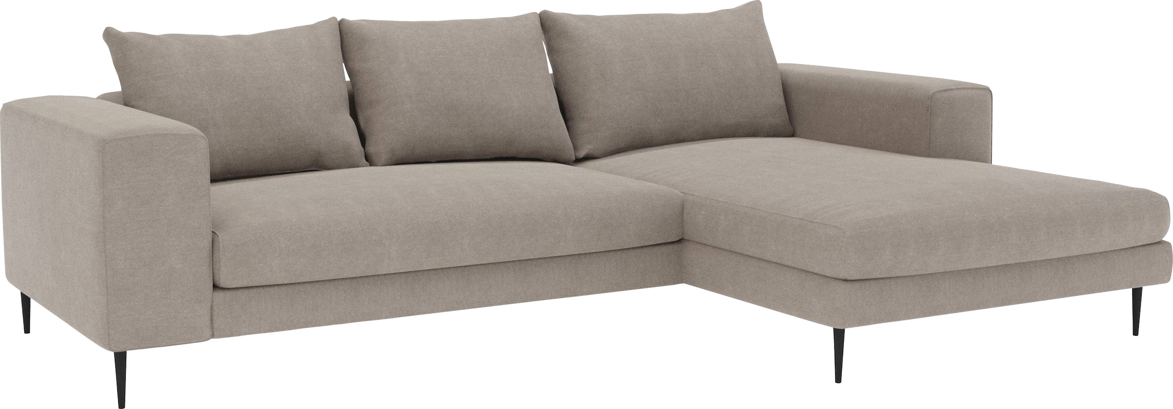 INOSIGN Ecksofa »Aurora, L-Form, mit extra breiter Recamiere, 324 x 170 cm (BxT)«, Designsofa mit tollem Sitzkomfort, extra hohe Metallfüße schwarz