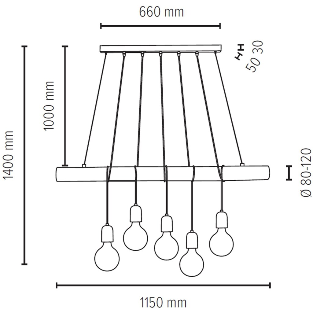 SPOT Light Pendelleuchte »TRABO CONCRETE«, 5 flammig-flammig