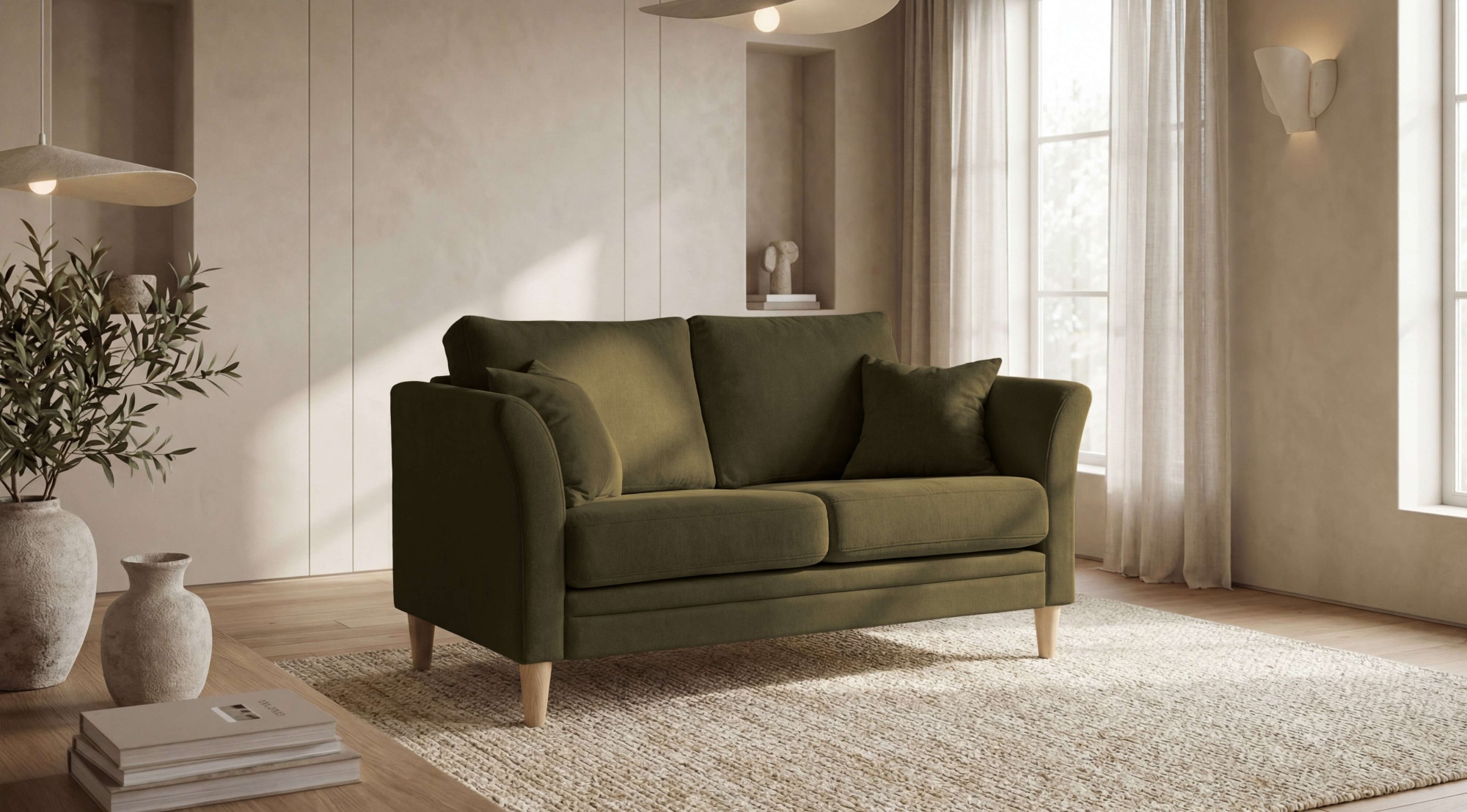 OTTO home 2-Sitzer "Arellano, Breite 155 cm" klassisches Design, 2 Zierkissen inklusive, Webstoff fein, Chenille