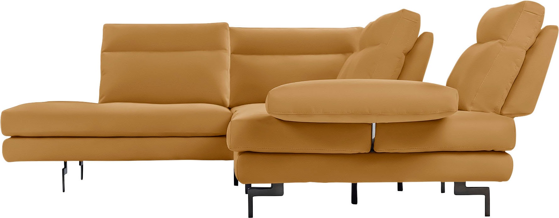CALIA ITALIA Ecksofa »Toby Wing, L-Form, Designsofa mit sensationellem Sitzkomfort«, Sitztiefenverstellung, funktionale Ecke, Füße in schwarz matt