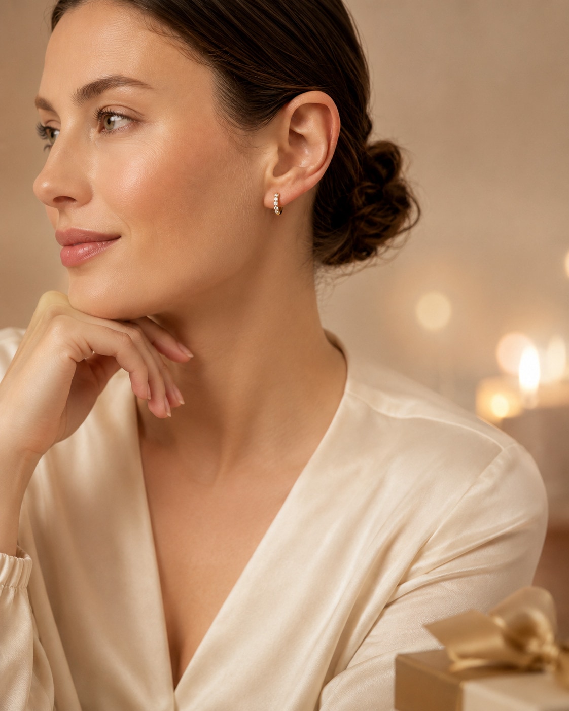 ONE ELEMENT Paar Creolen »Creolen Ohrringe ⌀ 11,8 mm aus 585 Gold« mit 10 Lab Grown Diamanten / Labordiamanten 0,35 ct
