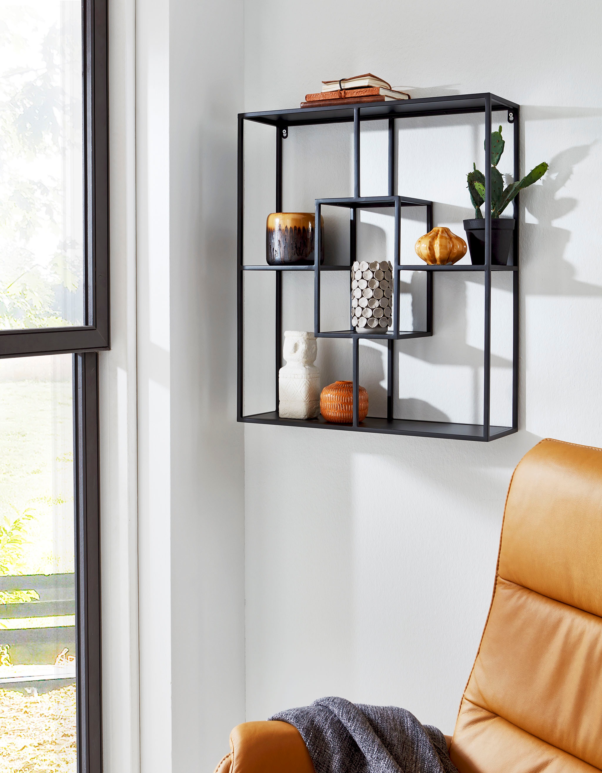 HAKU Wandregal »Hängeregal, Wandboard« quadratisch - aus Metall Schwarz - B/T/H 60/18/70 cm