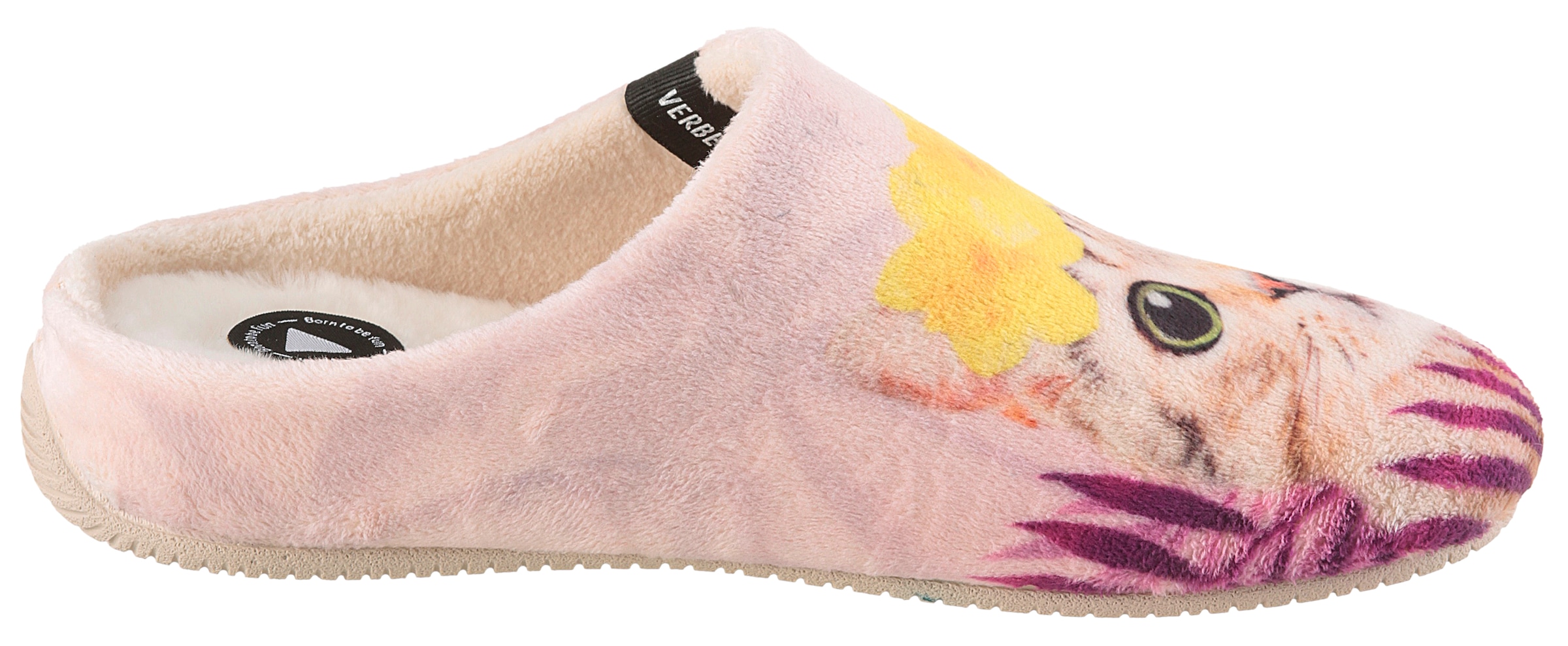 VERBENAS Pantoffel »York Animal Pelo«, Hausschuh, Clog, Homeslipper mit süßem Katzenmotiv