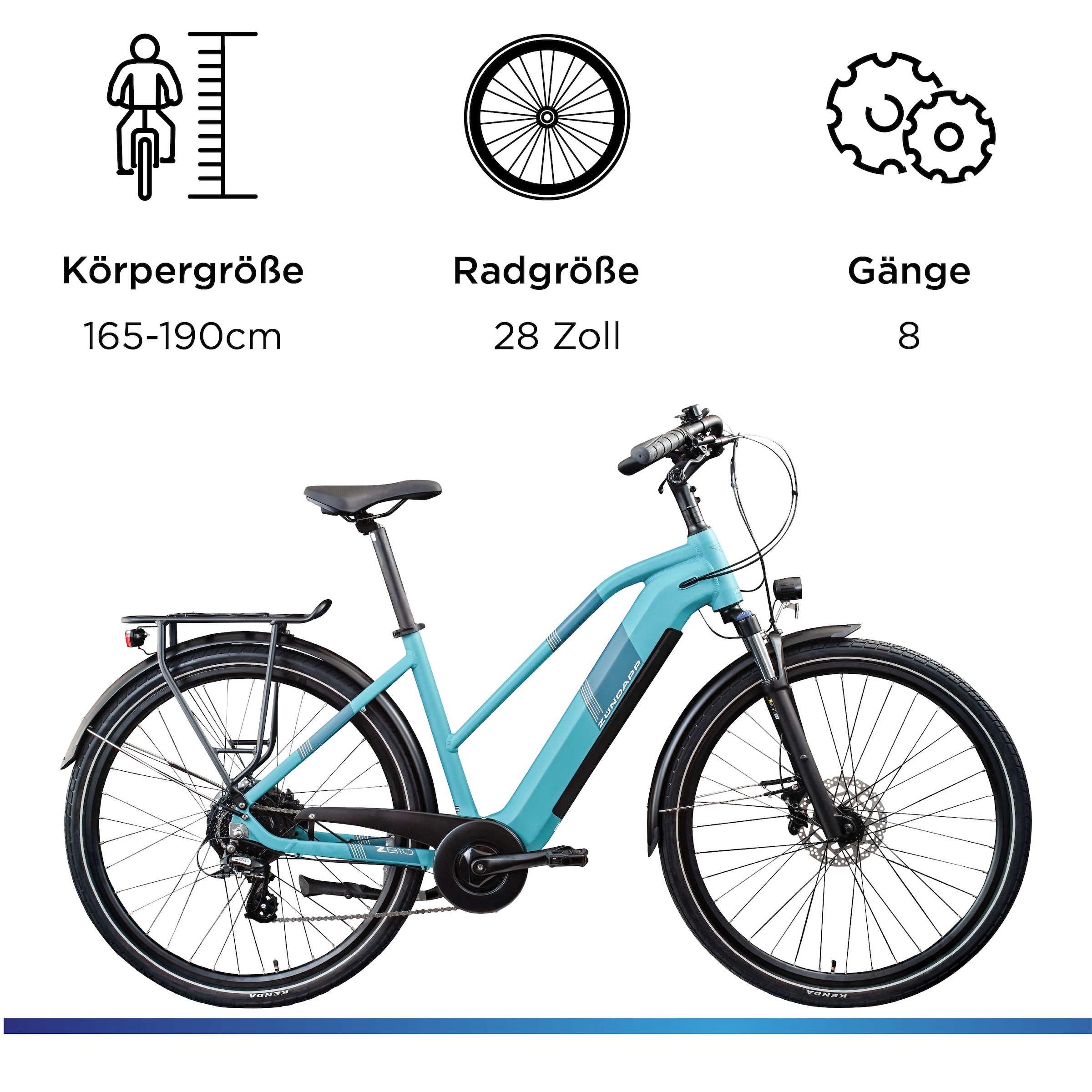 Zündapp »Z810« 8 Gang Shimano Altus RD-M310 Schaltwerk Kettenschaltung Heckmotor 250 W Pedelec, Elektrofahrrad für Damen und Herren