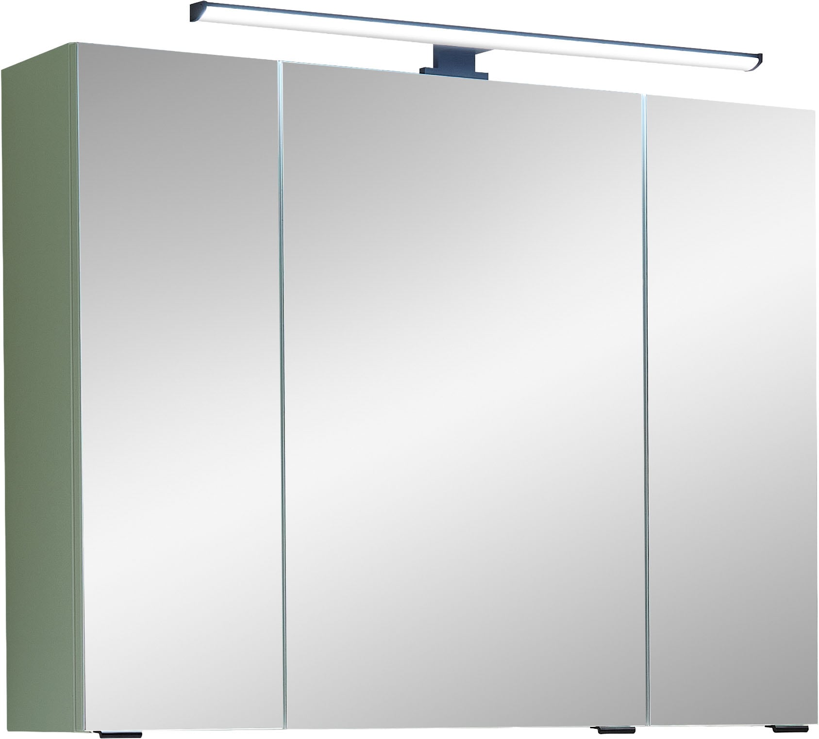 Saphir Badezimmerspiegelschrank »Quickset 500, 3 Türen, 80cm breit, LED-Aufsatzleuchte« inkl. Schalter und Steckdose