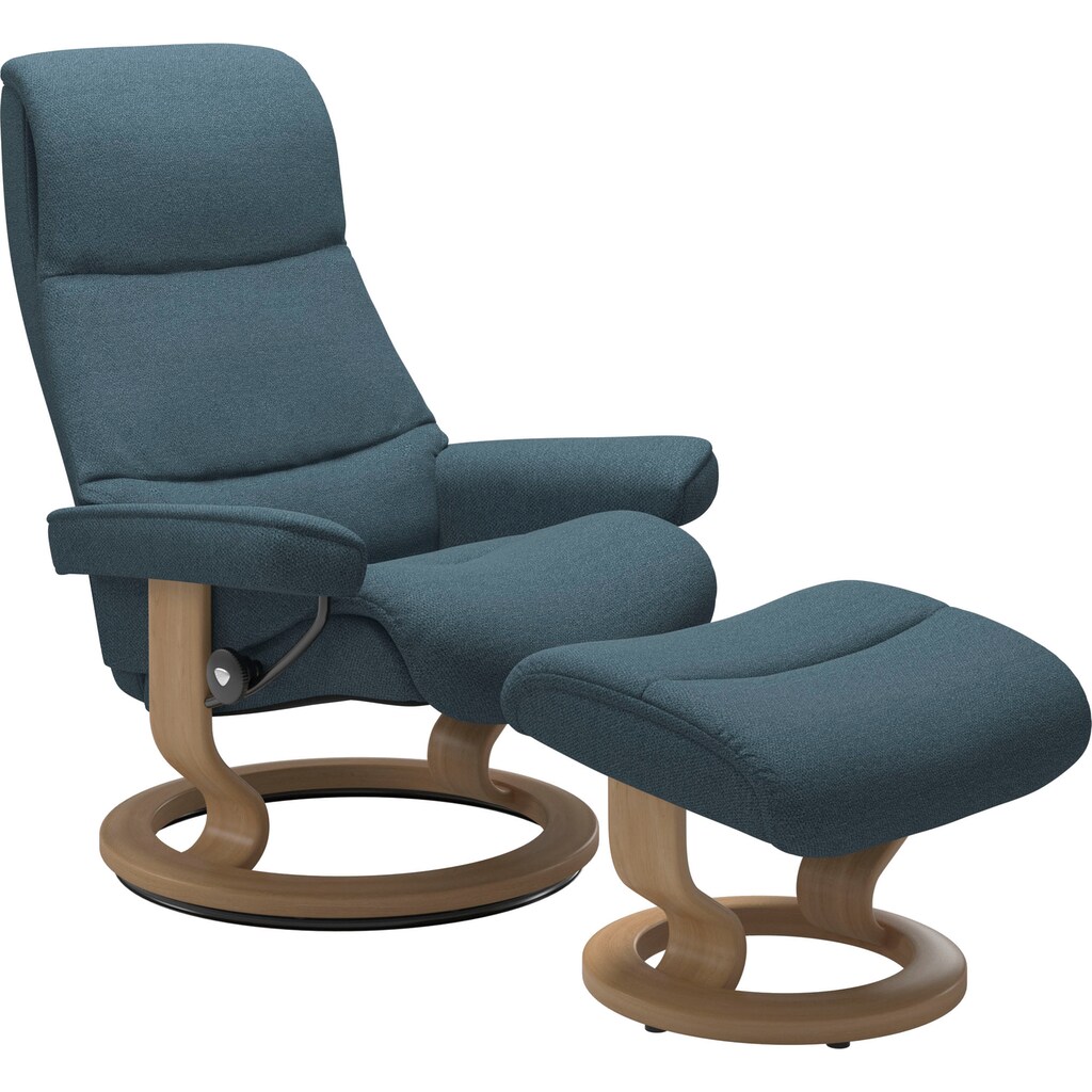 Stressless® Relaxsessel »View«, (Set, Relaxsessel mit Hocker), mit Classic Base, Größe L,Gestell Eiche