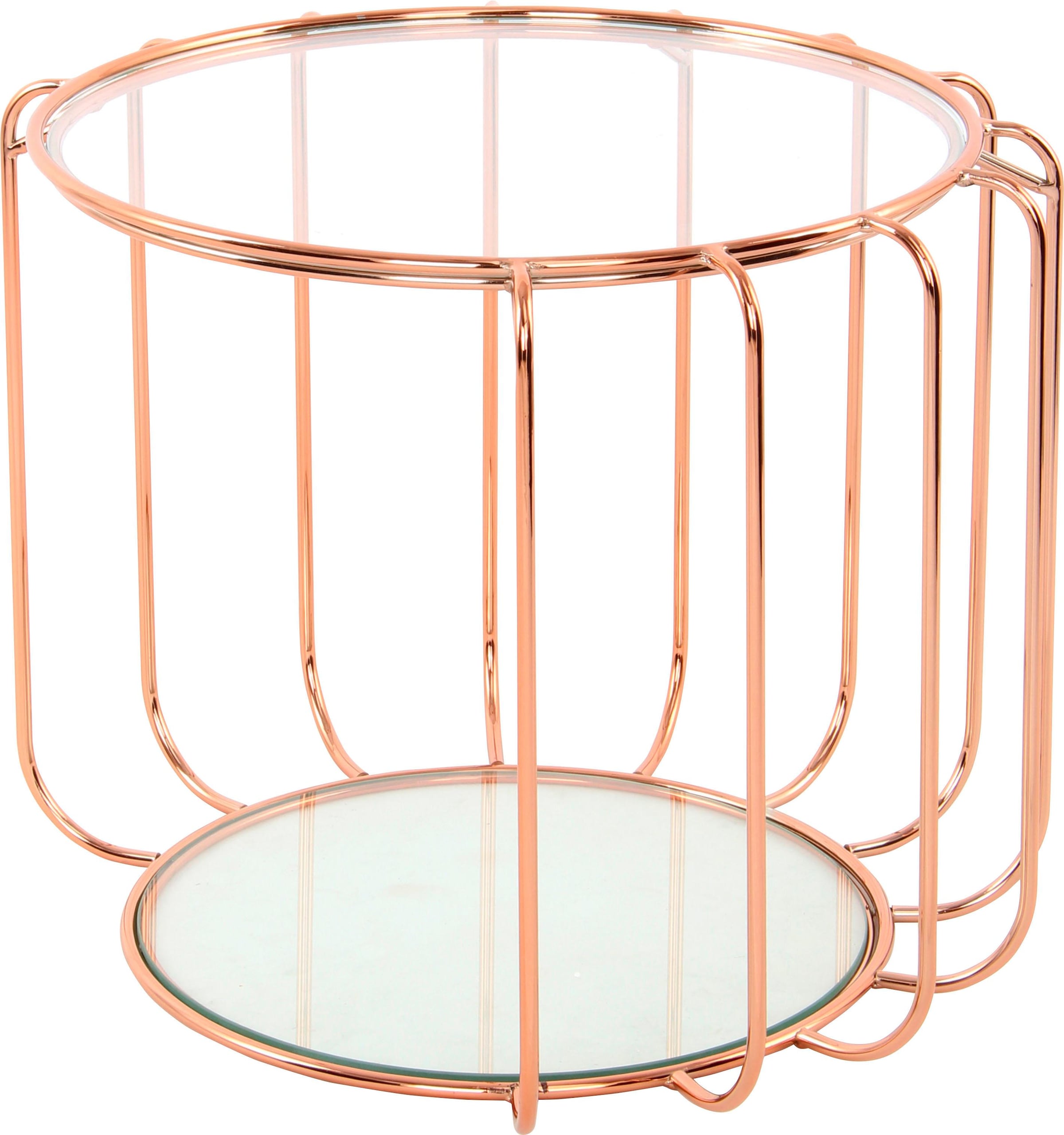 Kayoom Beistelltisch »Shirley 110, Glamour-Beistelltisch, runde offene Form«, (1 St.), Hingucker mit hochmodernem Gestell, rund mit zwei Ablageflächen