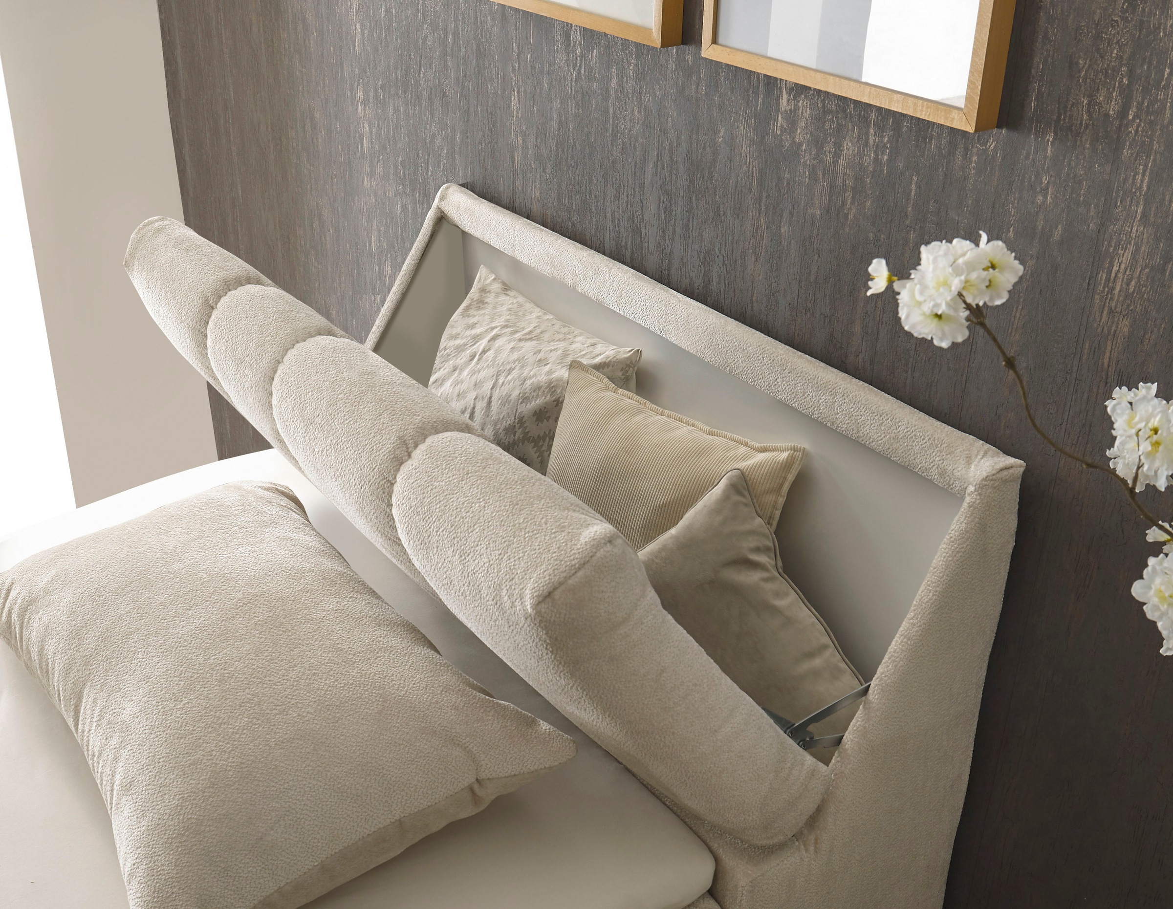 ED EXCITING DESIGN Boxbett »Valencia«, inkl. Bettkasten und Stauraum im Kopfteil
