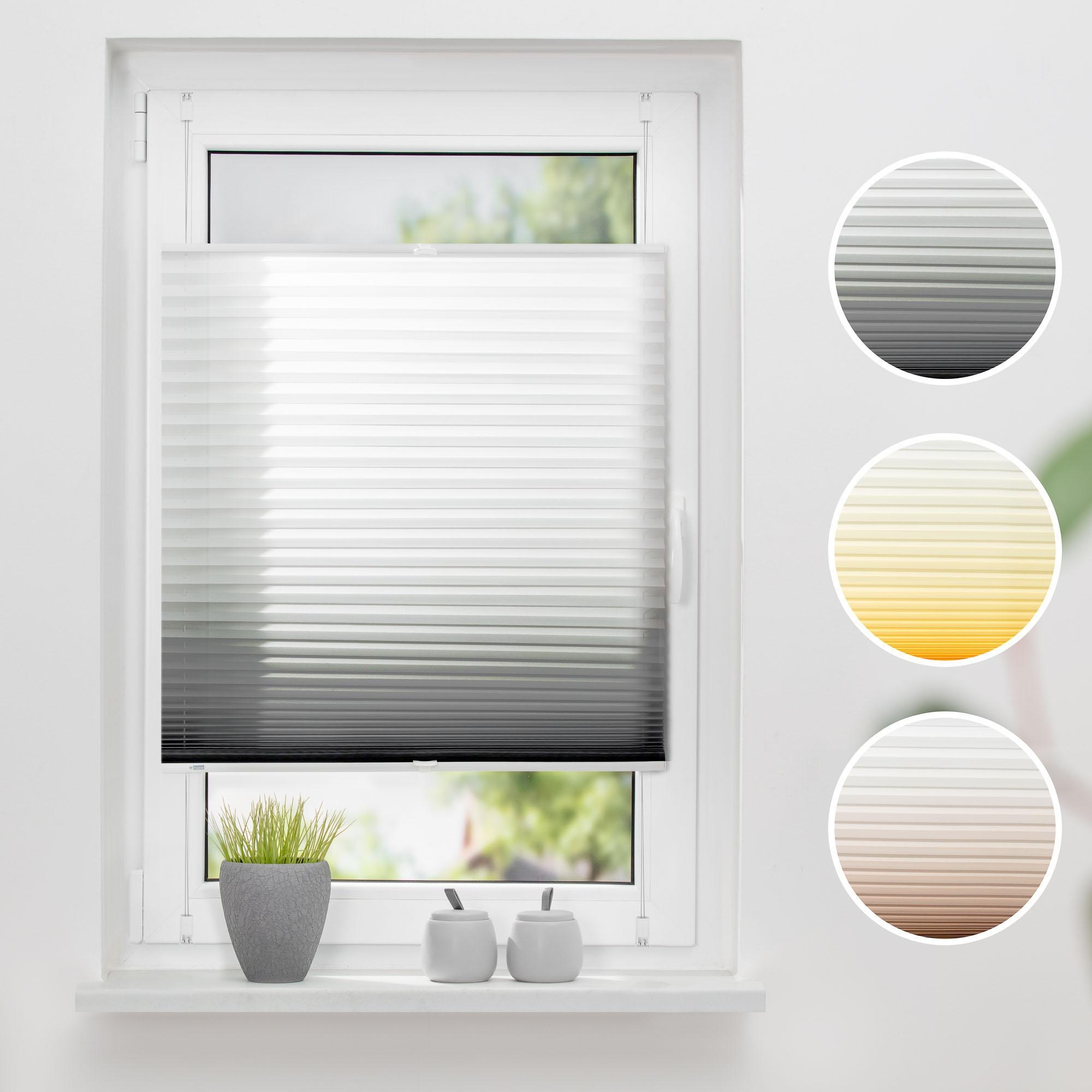 Plissee K-HOME, B:60cm H:210cm, grau, Obermaterial: 100% Polyester, Badezimmer, Plissees, "Farbverlauf Sunrise"